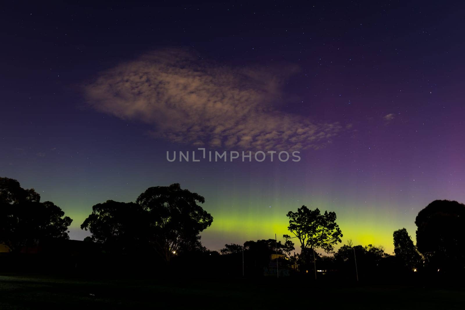 MELBOURNE, AUSTRALIA - MAY 12: Increased solar activity results in the rare Aurora Australis being visible in southerly areas of Australia. This image taken from Macleod in suburban Melbourne, Australia on May 12th 2024.