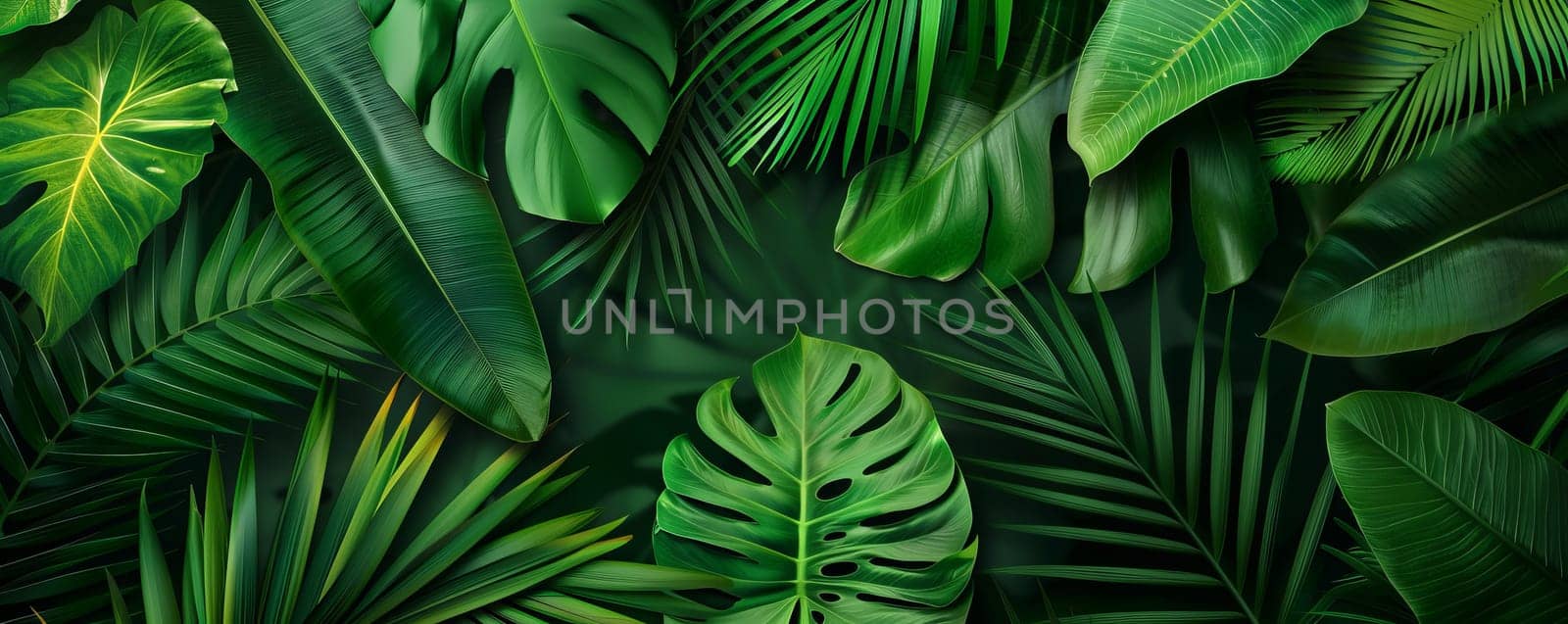 Closeup of Monstera leafs background suitable for wallpaper or to represent as backdrop or mockup. by yom98