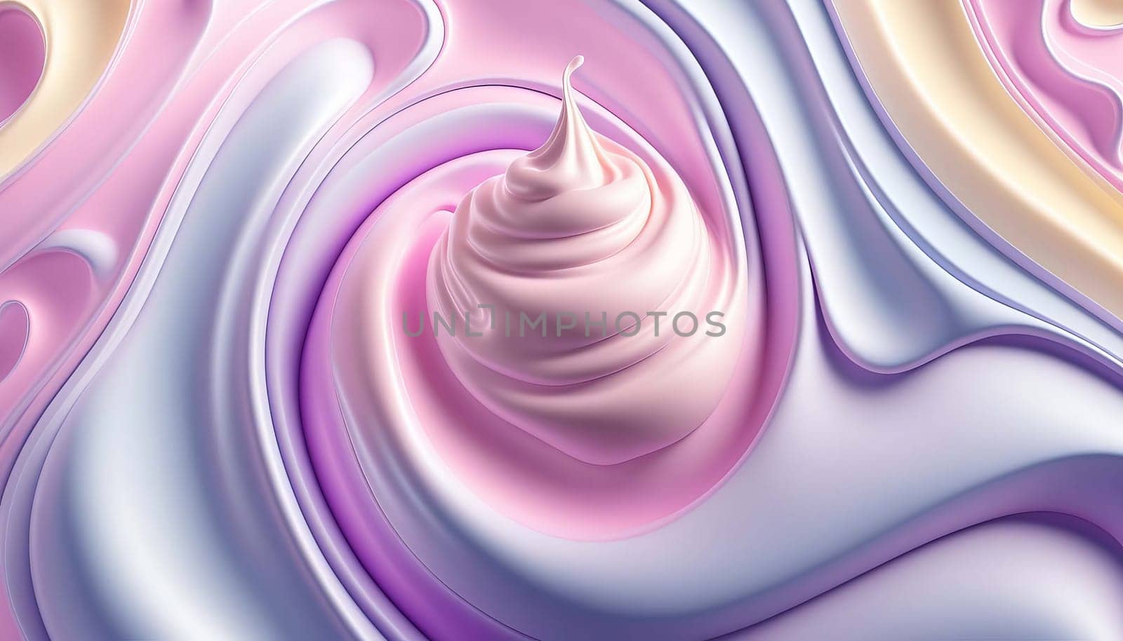 Smooth background of fruit yogurt, cream smooth liquid flows paint-like texture. Generative AI,