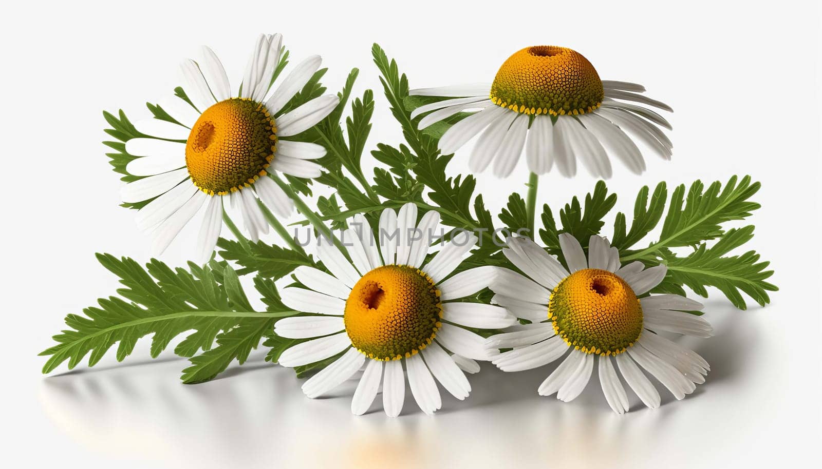 Chamomile officinalis flower isolate on white background. Generative AI,