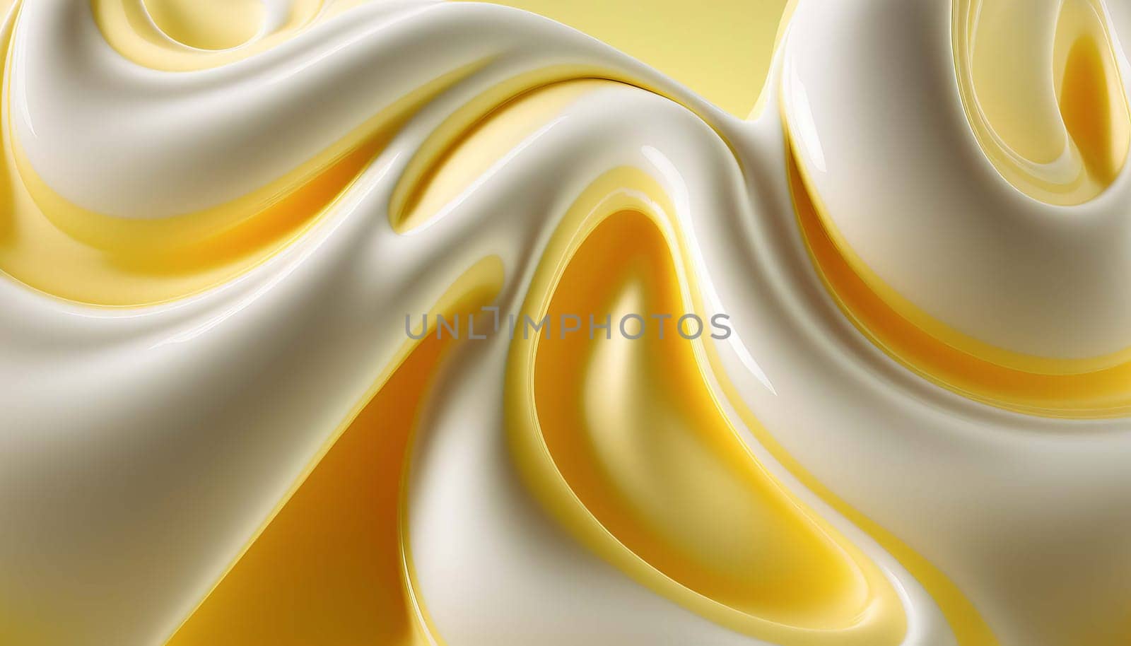 Smooth background of fruit yogurt, cream smooth liquid flows paint-like texture. Generative AI,