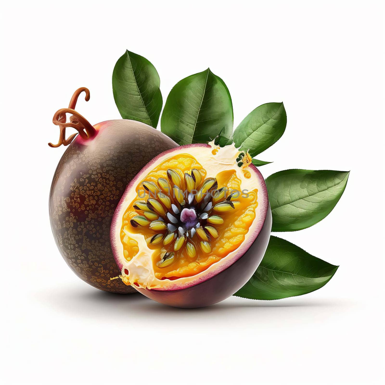 Passion fruit fruit on a white background. Generative AI,