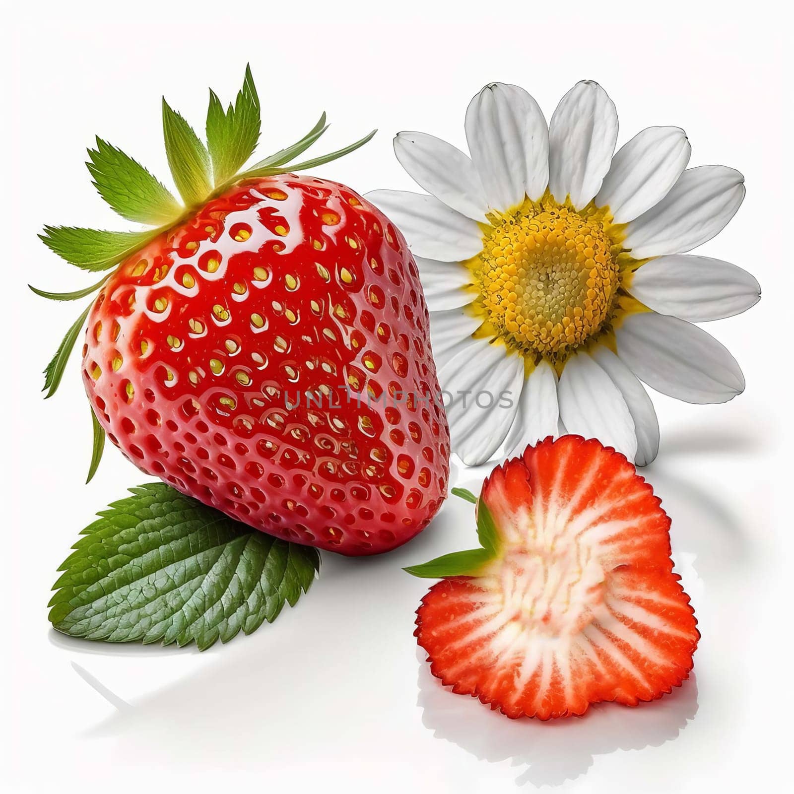 Strawberry berries isolate on white background. Generative AI,