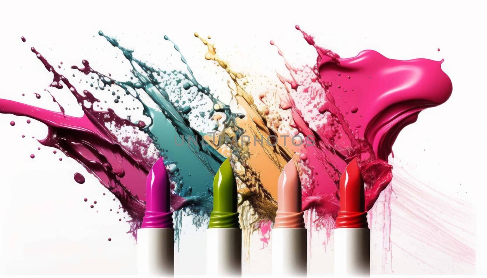 Lipstick splash cosmetics isolate on white background. Generative AI,