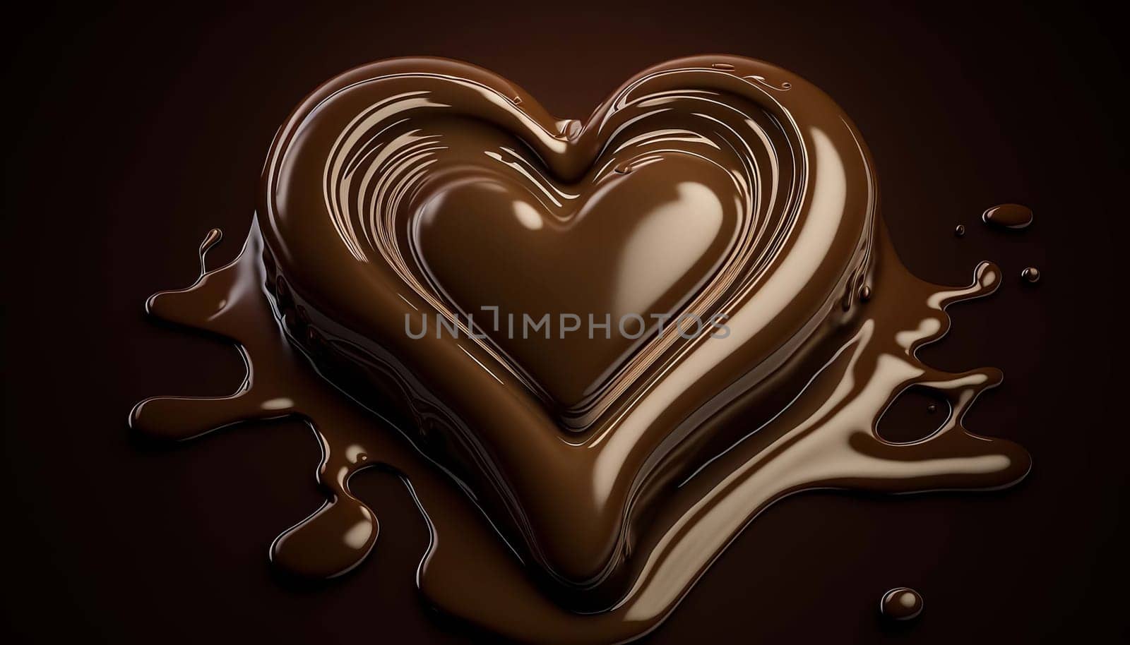 Chocolate heart, sweet soft chocolate love symbol, smooth chocolate background dark and milk chocolate. Generative AI,