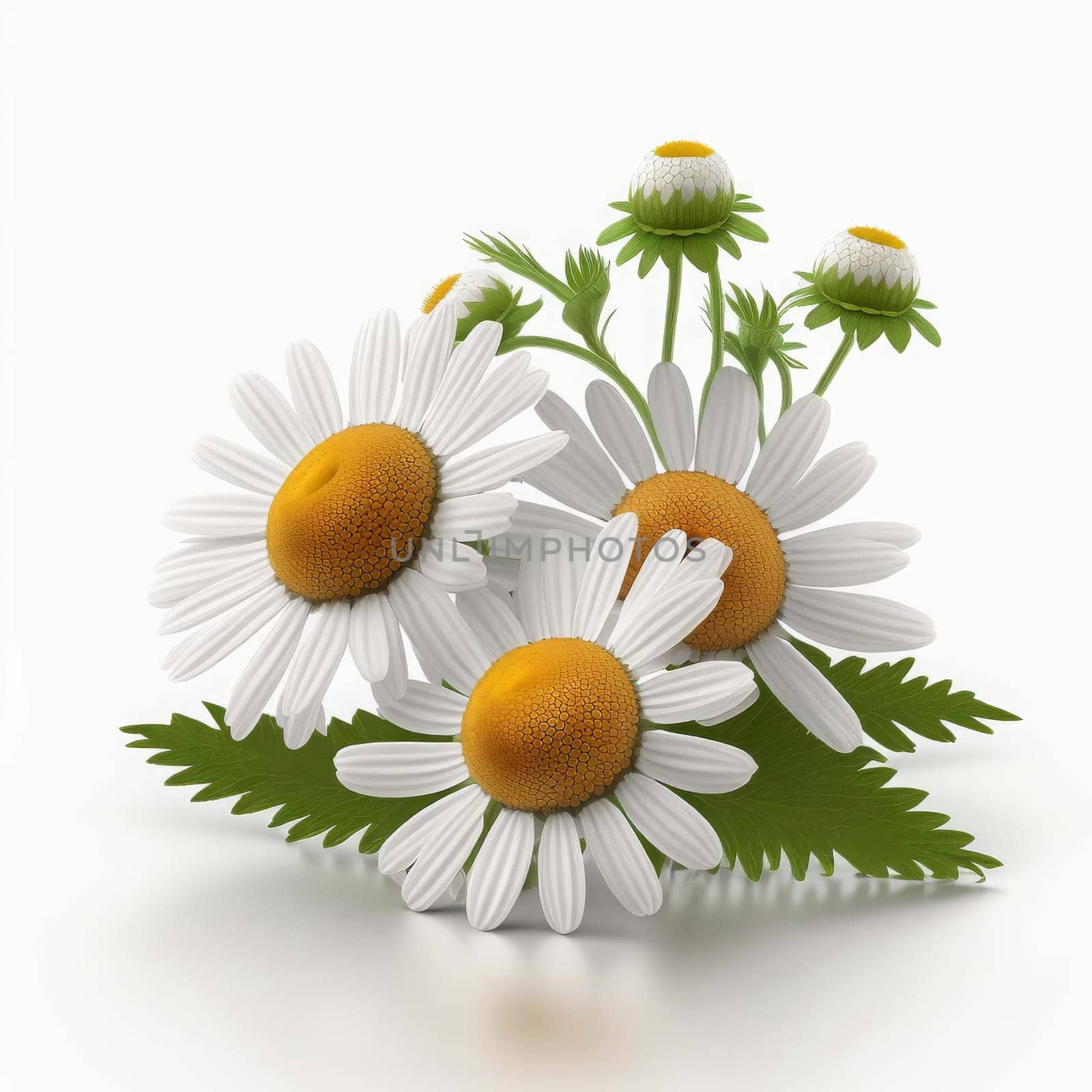 Chamomile officinalis flower isolate on white background. Generative AI,