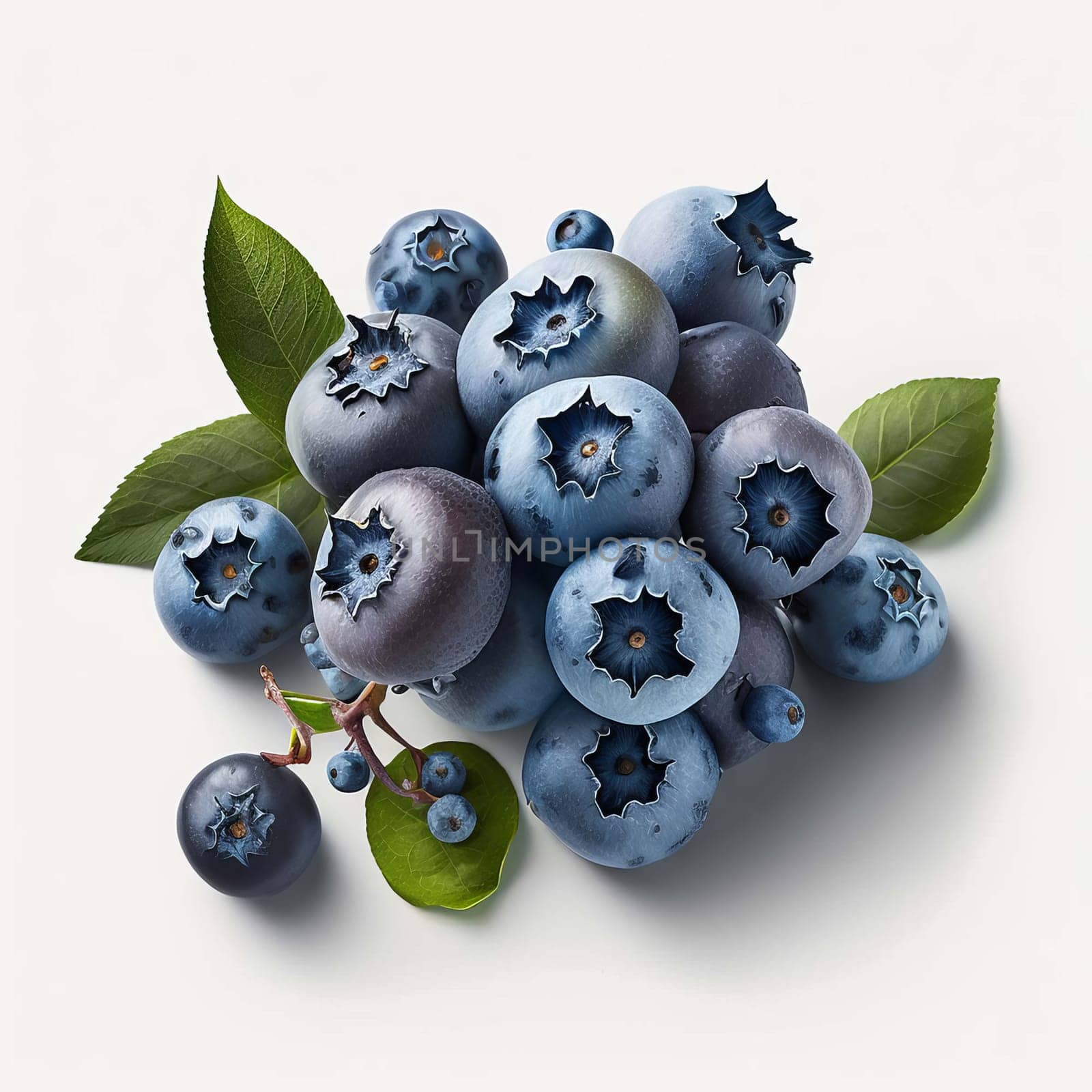 Blueberries isolate on white background. Generative AI, by mila1784
