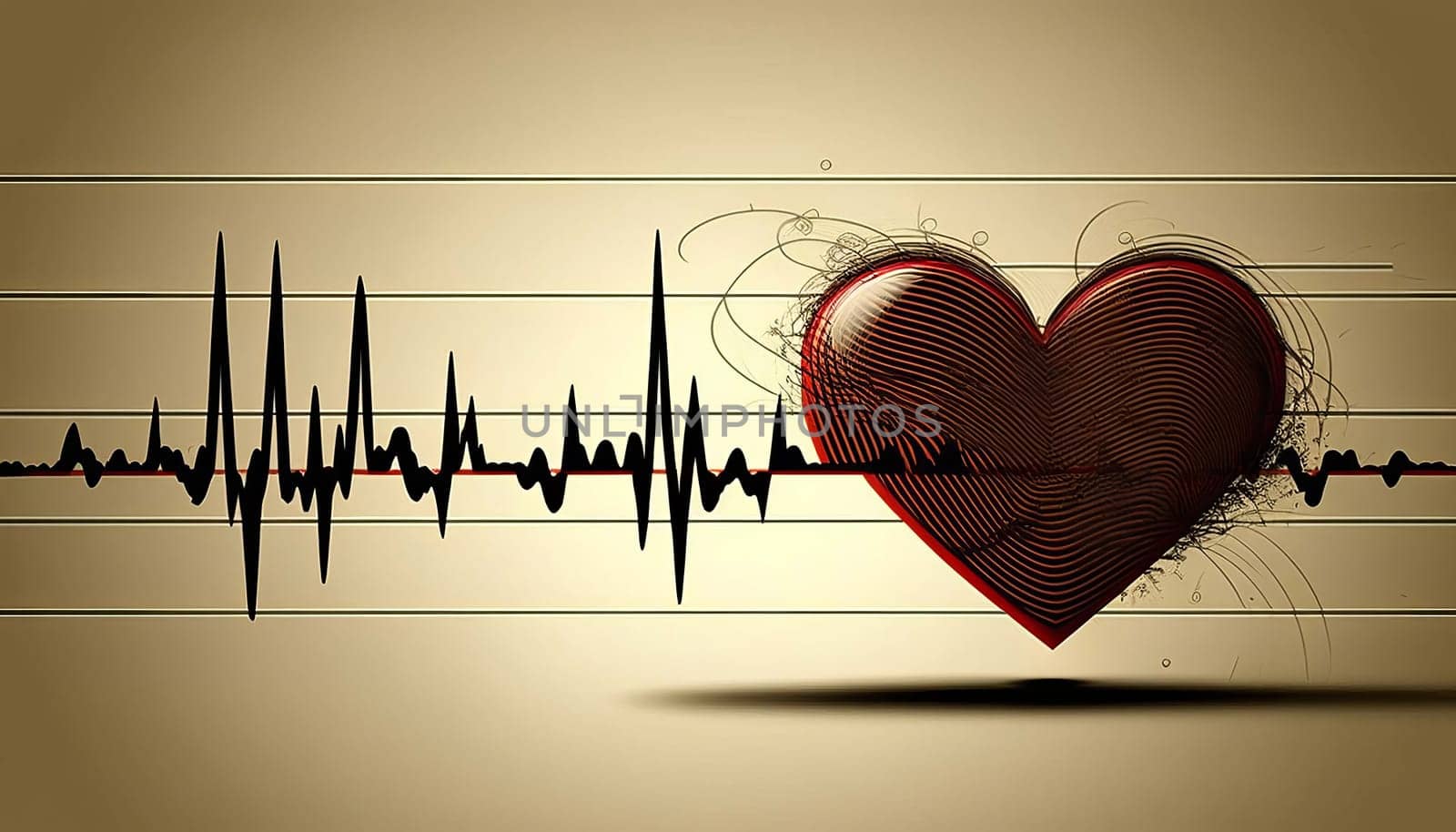 cardiogram love heart. Generative AI, by mila1784