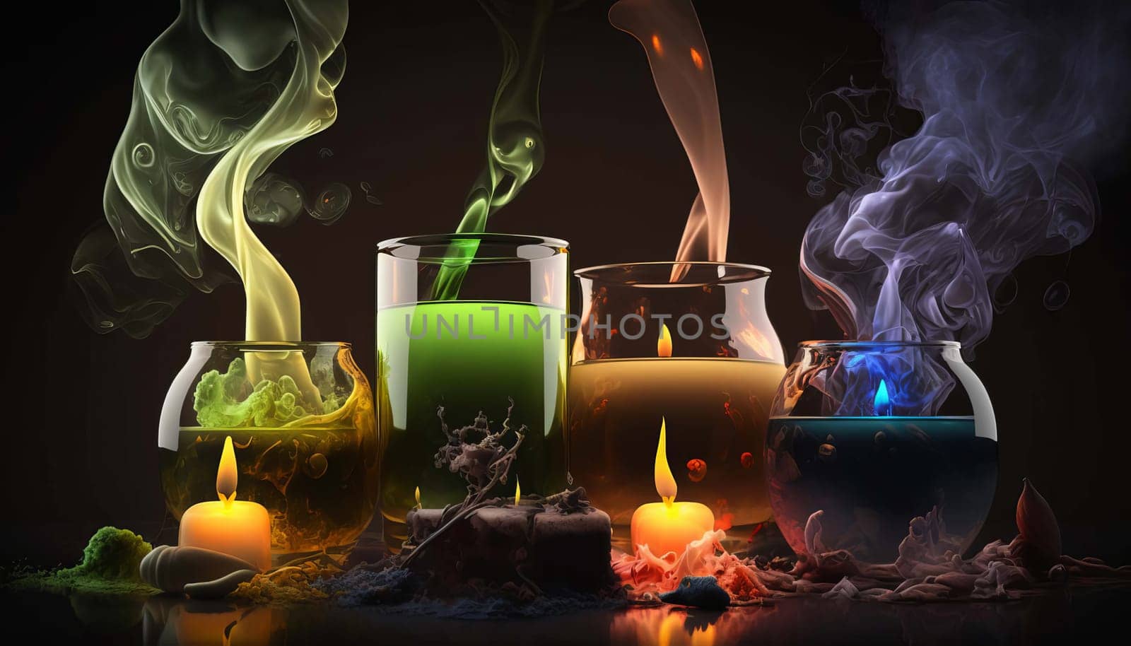 aromatherapy, candles, oil, smoke. Generative AI,