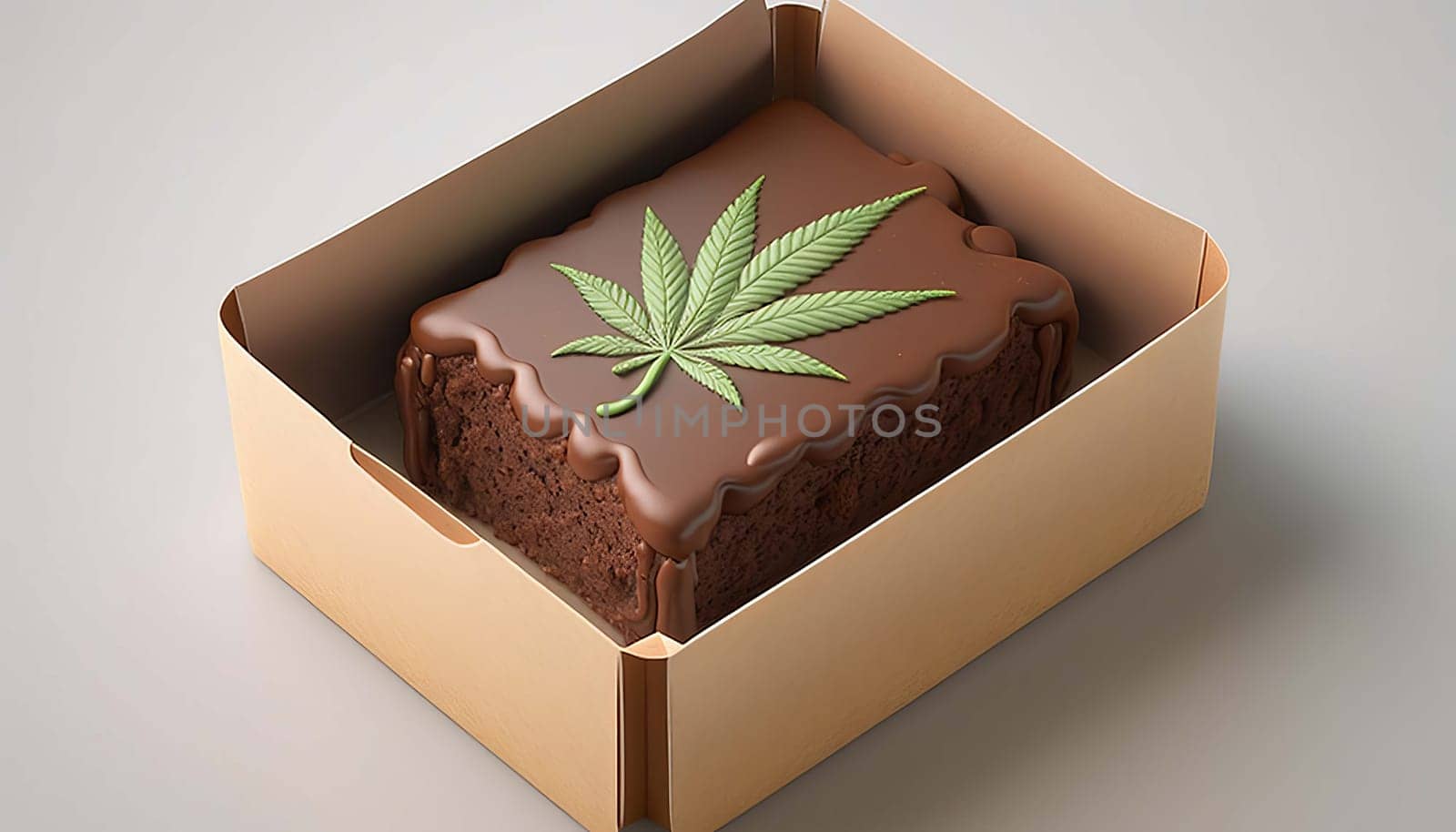 brownie cake with cannabis weed. Generative AI,
