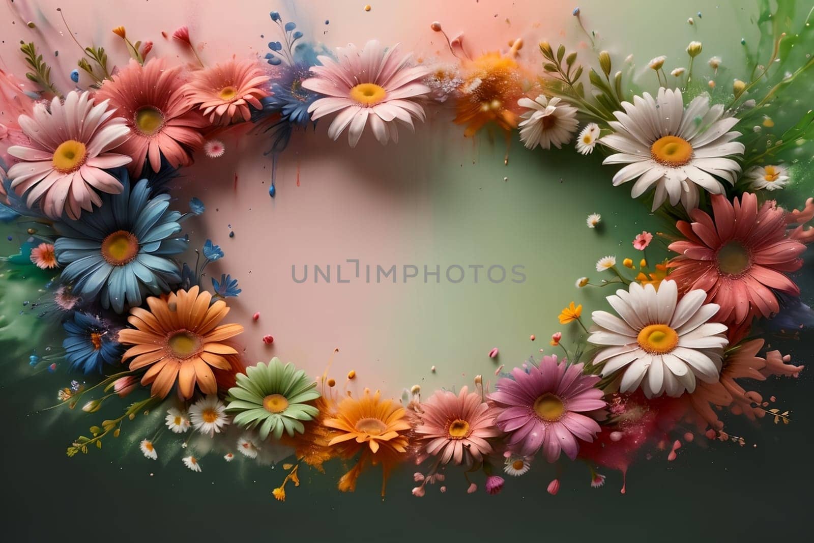 beautiful abstract background with bright flowers by Rawlik
