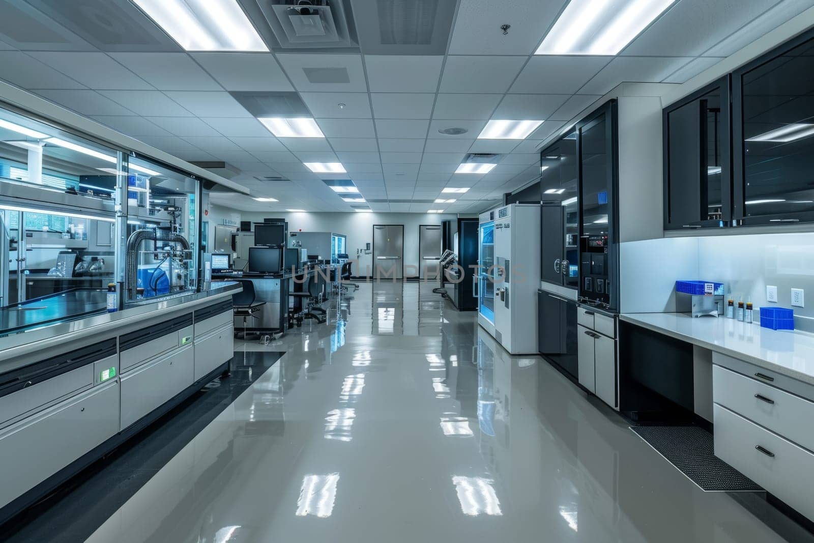 The interior of a state-of-the-art laboratory, highlighting the pristine conditions and advanced equipment for research