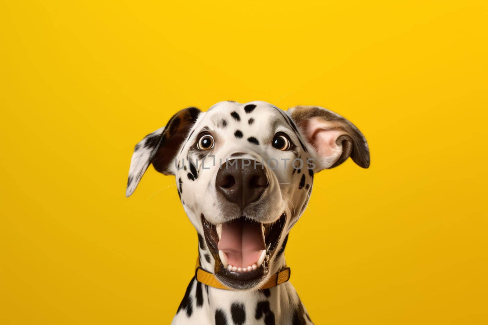 Cheerful Dalmatian Dog on Yellow by andreyz