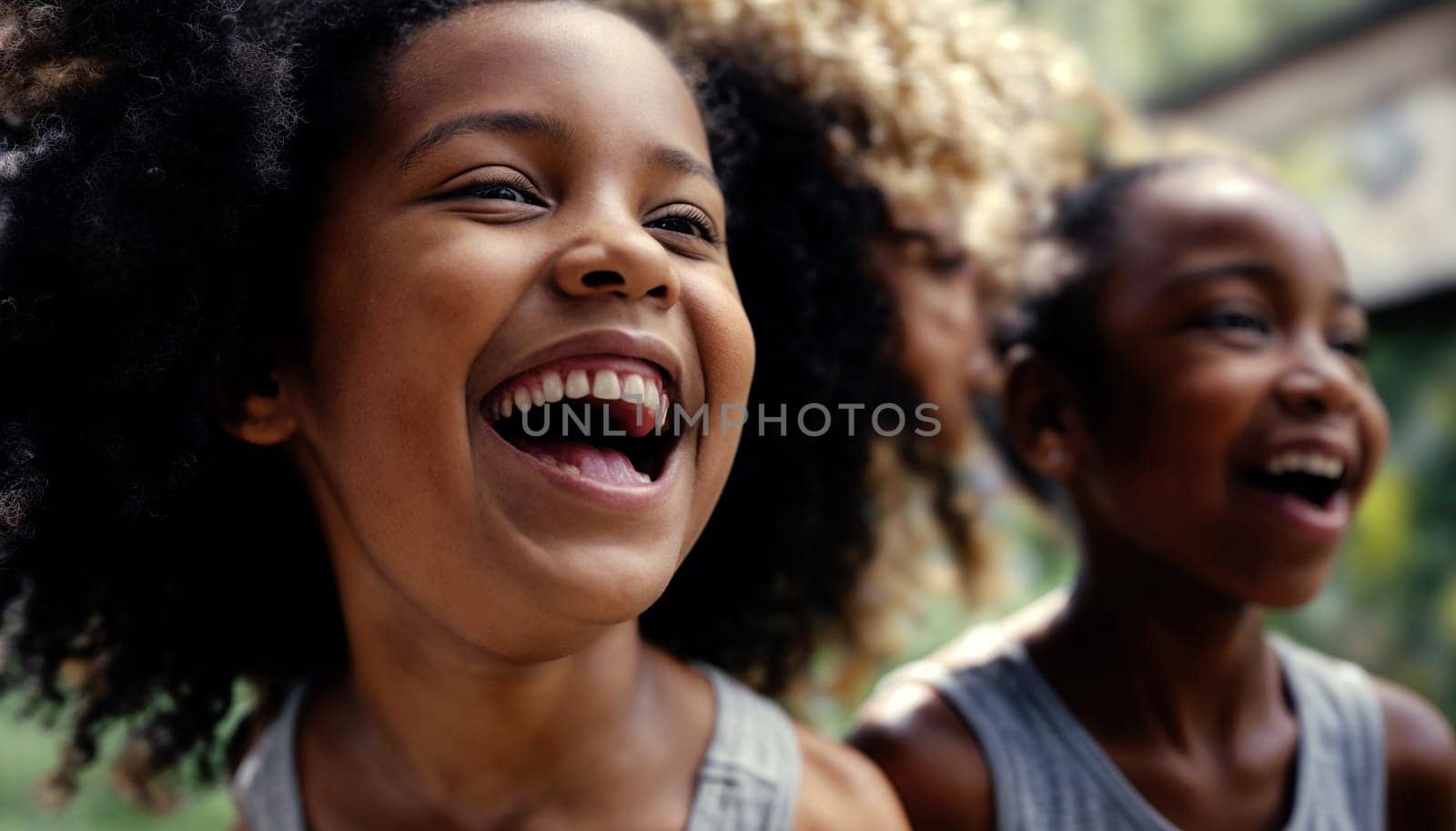 Joyful Children Laughing Outdoors During Daytime Play by chrisroll