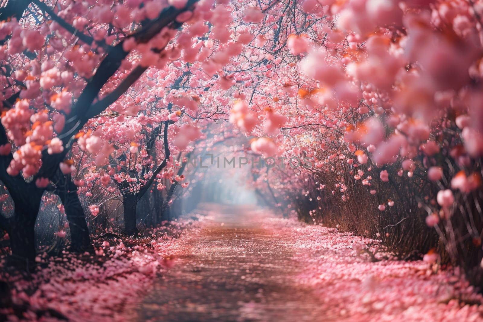 A road lined with pink cherry trees by itchaznong