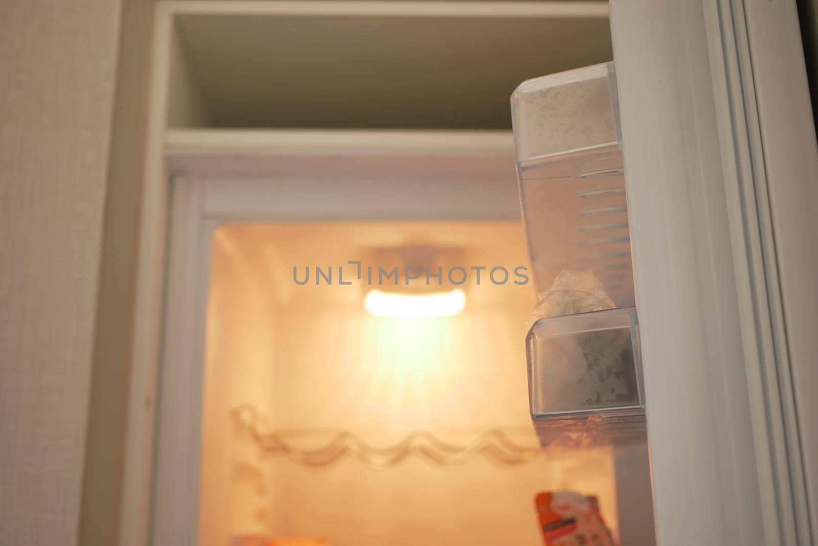 half open fridge with food and vegetables , by towfiq007