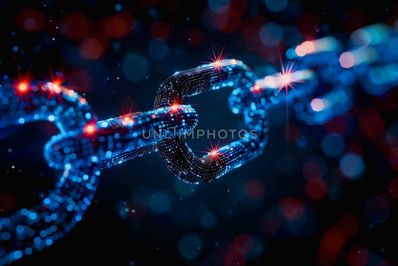 binary numeric data transmission chain of nodes connected in a network form, p2p connection.