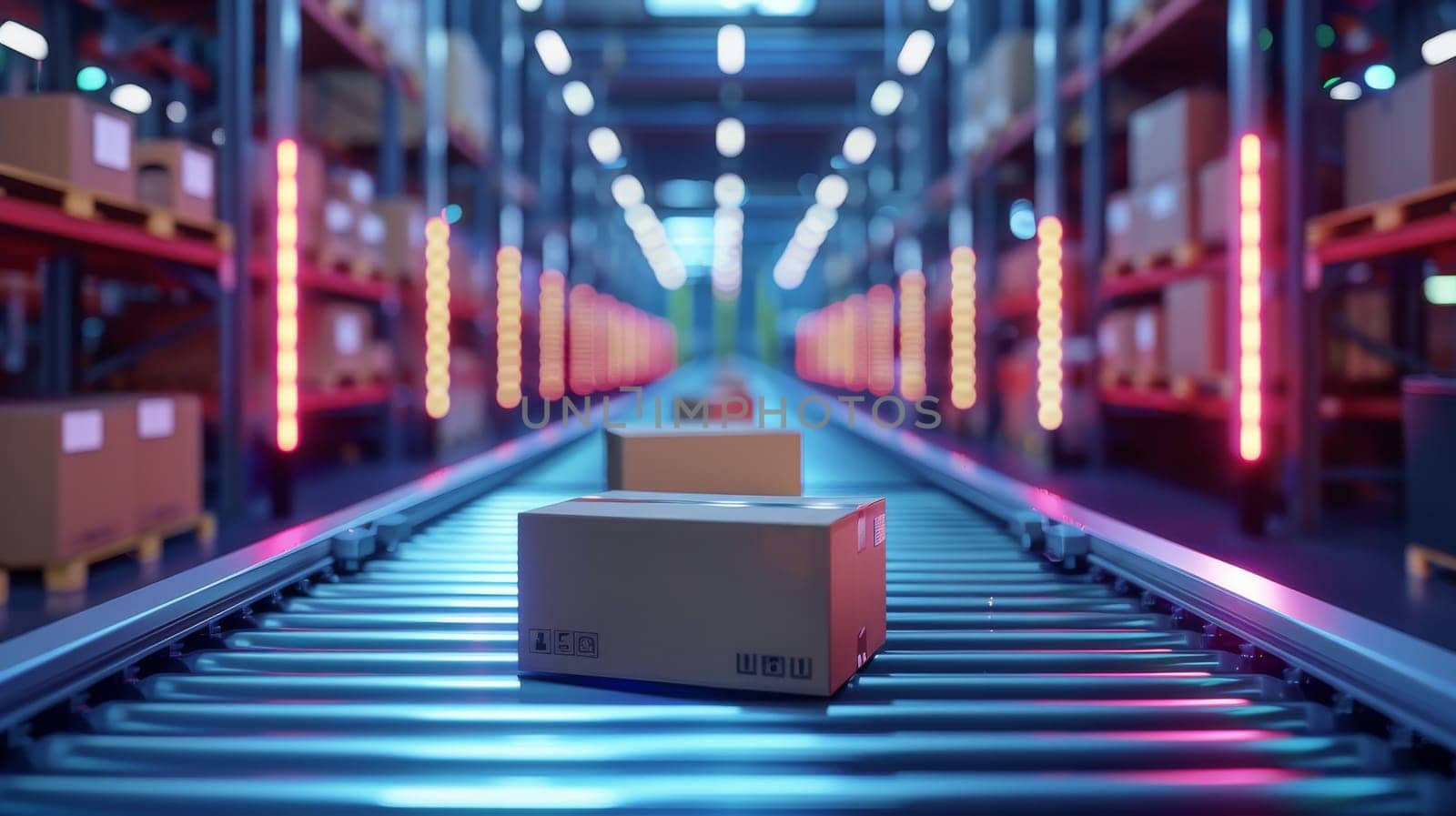 A conveyor belt with boxes on it. logistic concept.