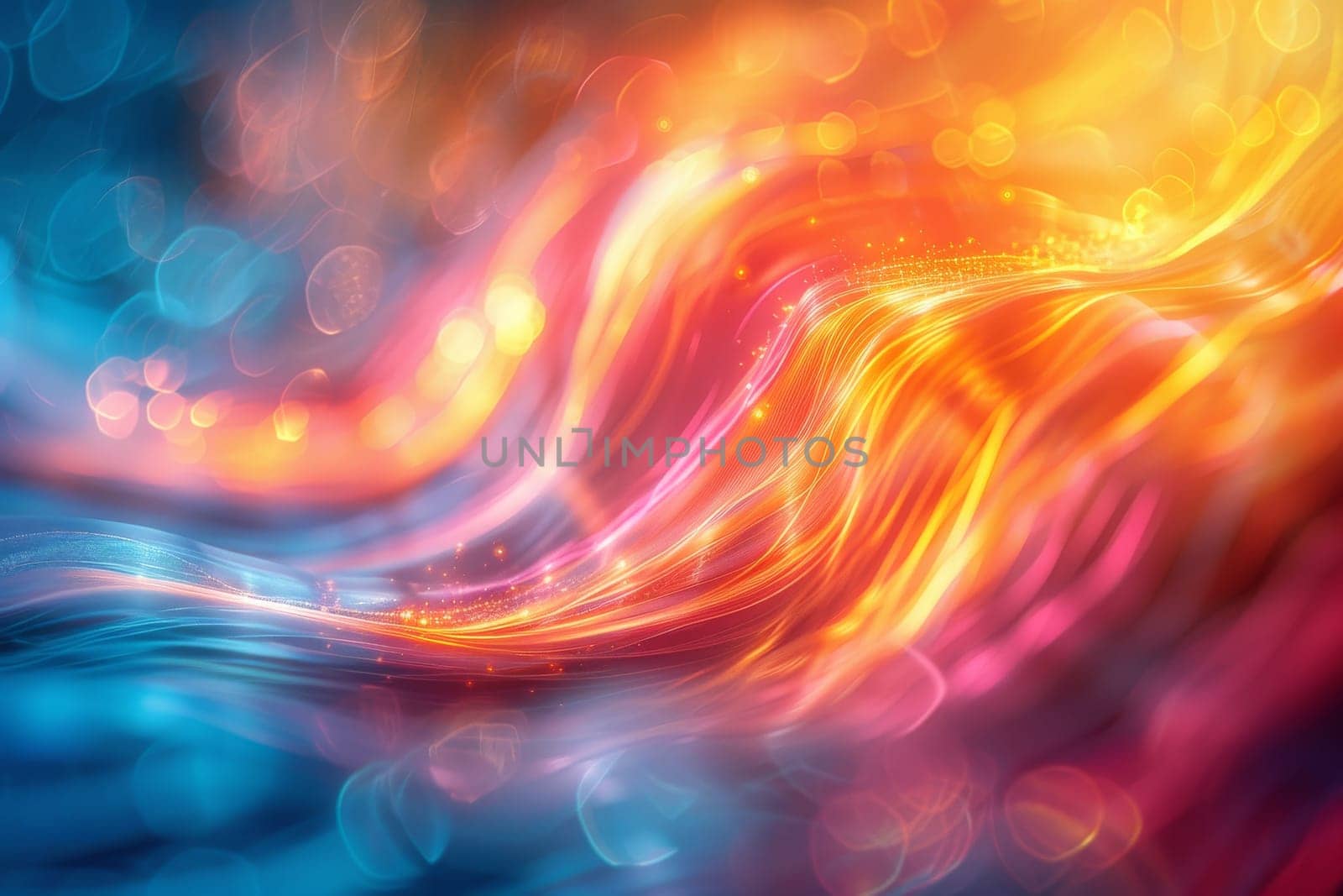 A colorful wave with a blue stripe. The colors are bright and vibrant, creating a sense of energy and excitement. The wave appears to be moving and flowing, giving the impression of motion and life