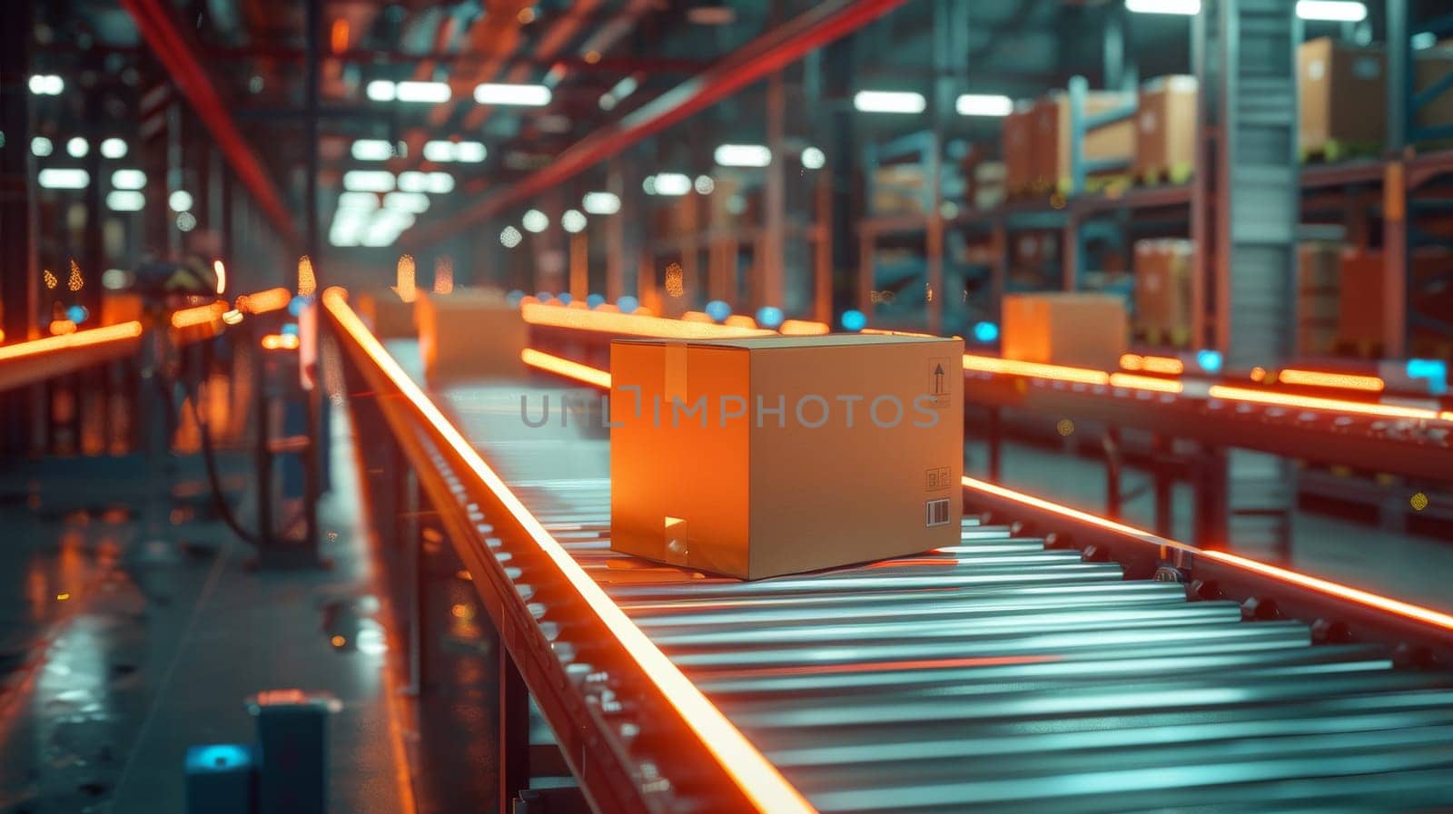 A conveyor belt with boxes on it. logistic concept.