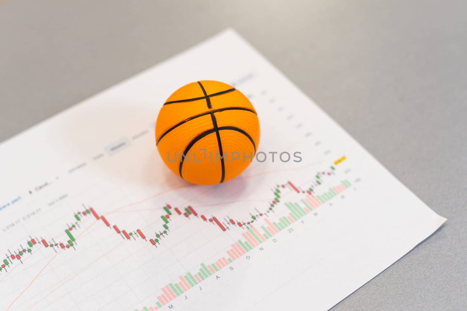 Basketball ball with chart isolated on white background. 3d illustration