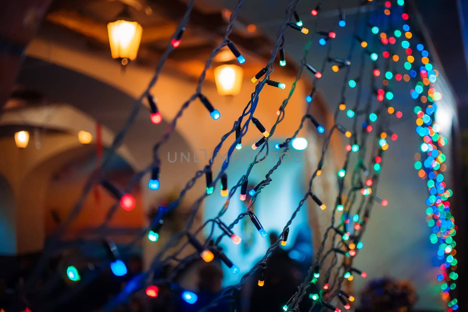colorful light Christmas garland, holiday, new year