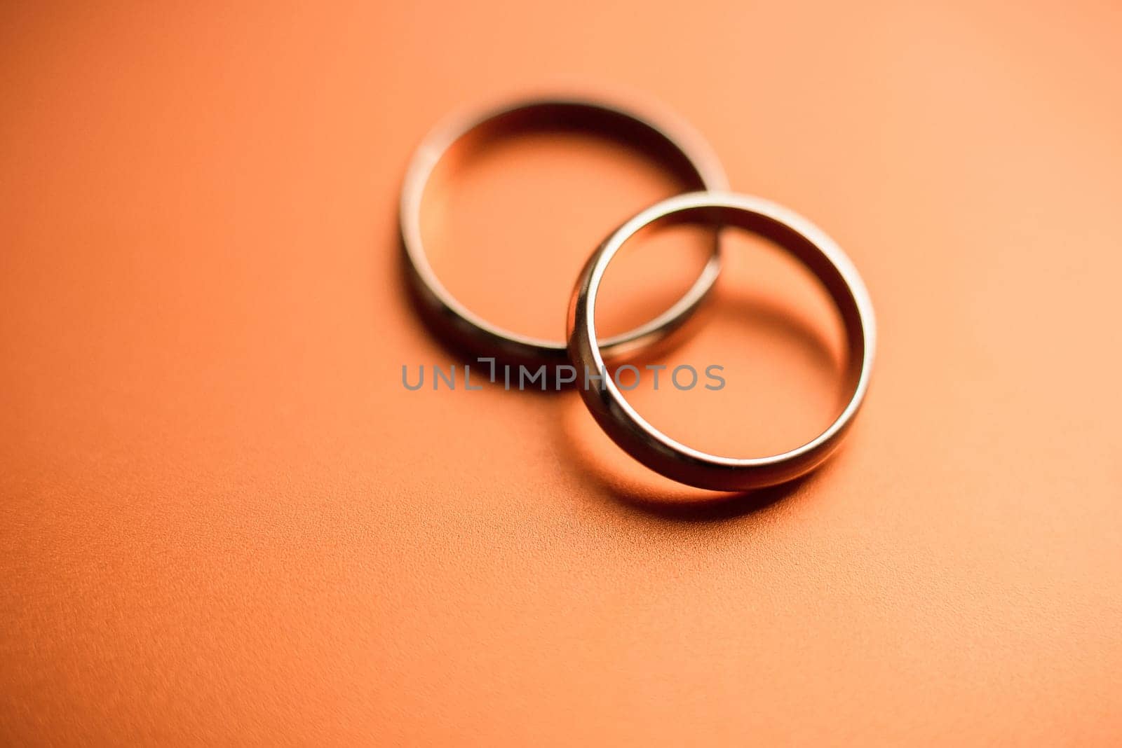 pair of gold wedding rings close-up for a wedding ceremony