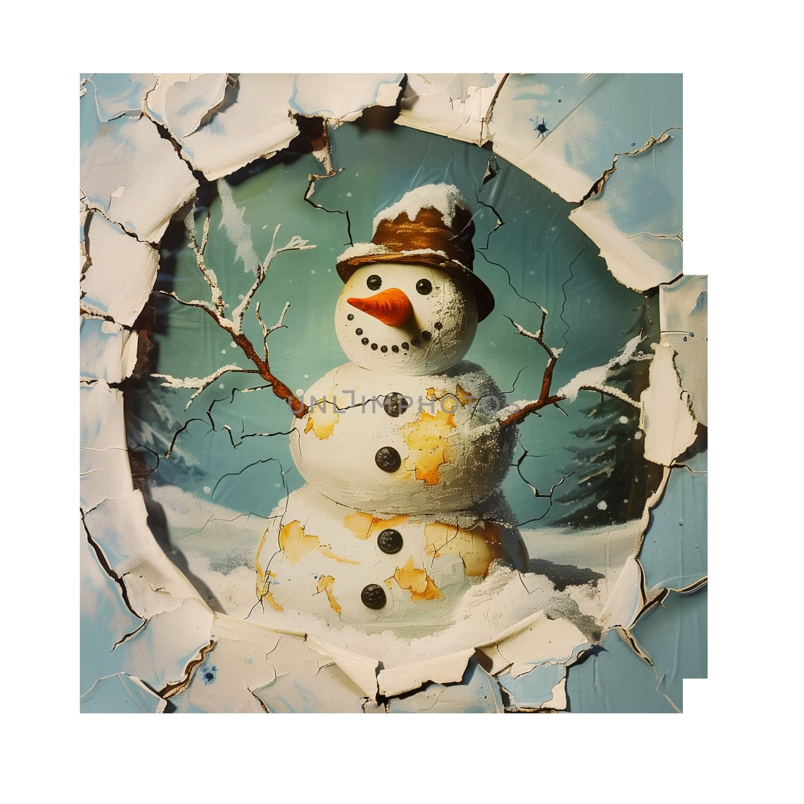 Christmas snowman cut out old fashioned warm photo by Dustick