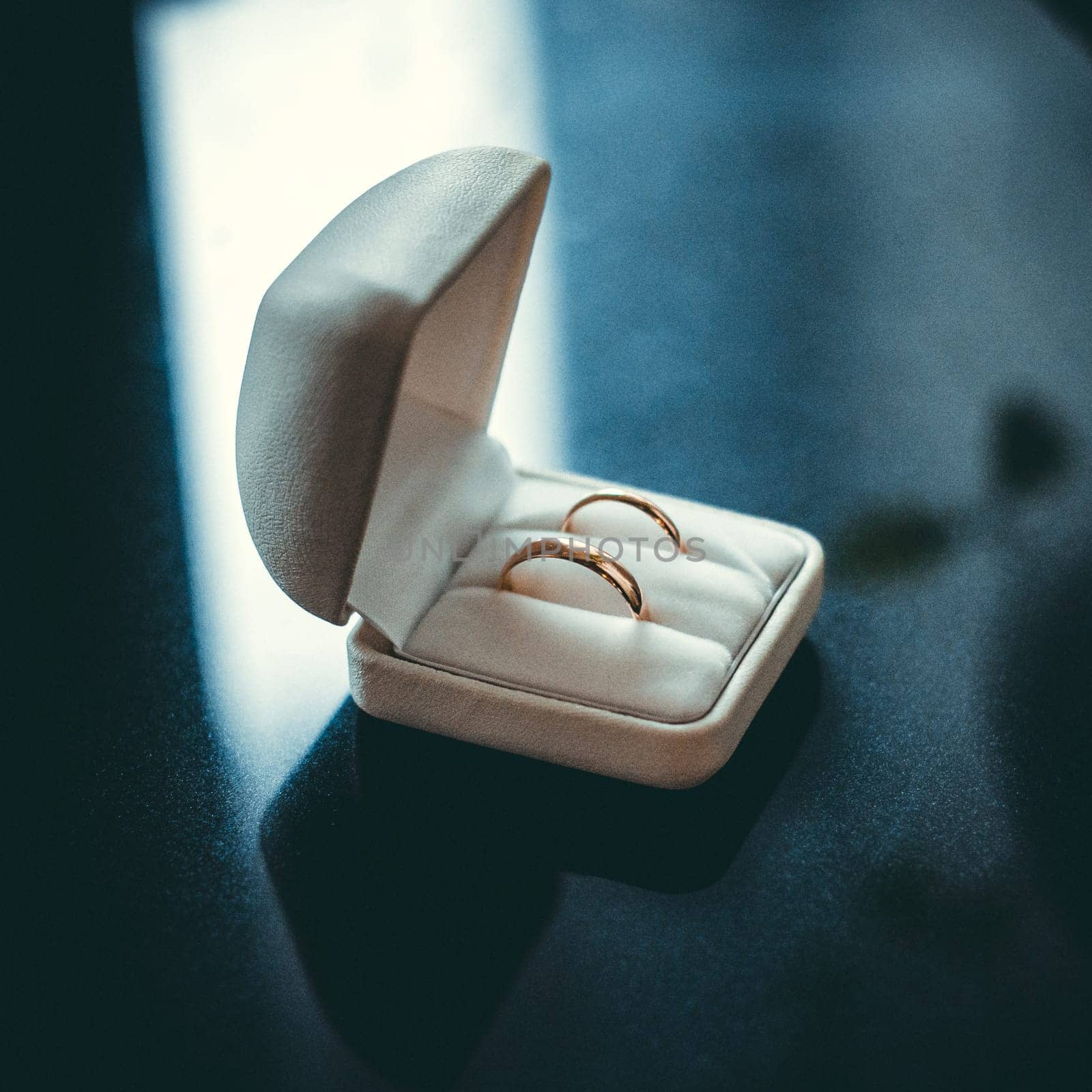pair of gold wedding rings close-up for a wedding ceremony