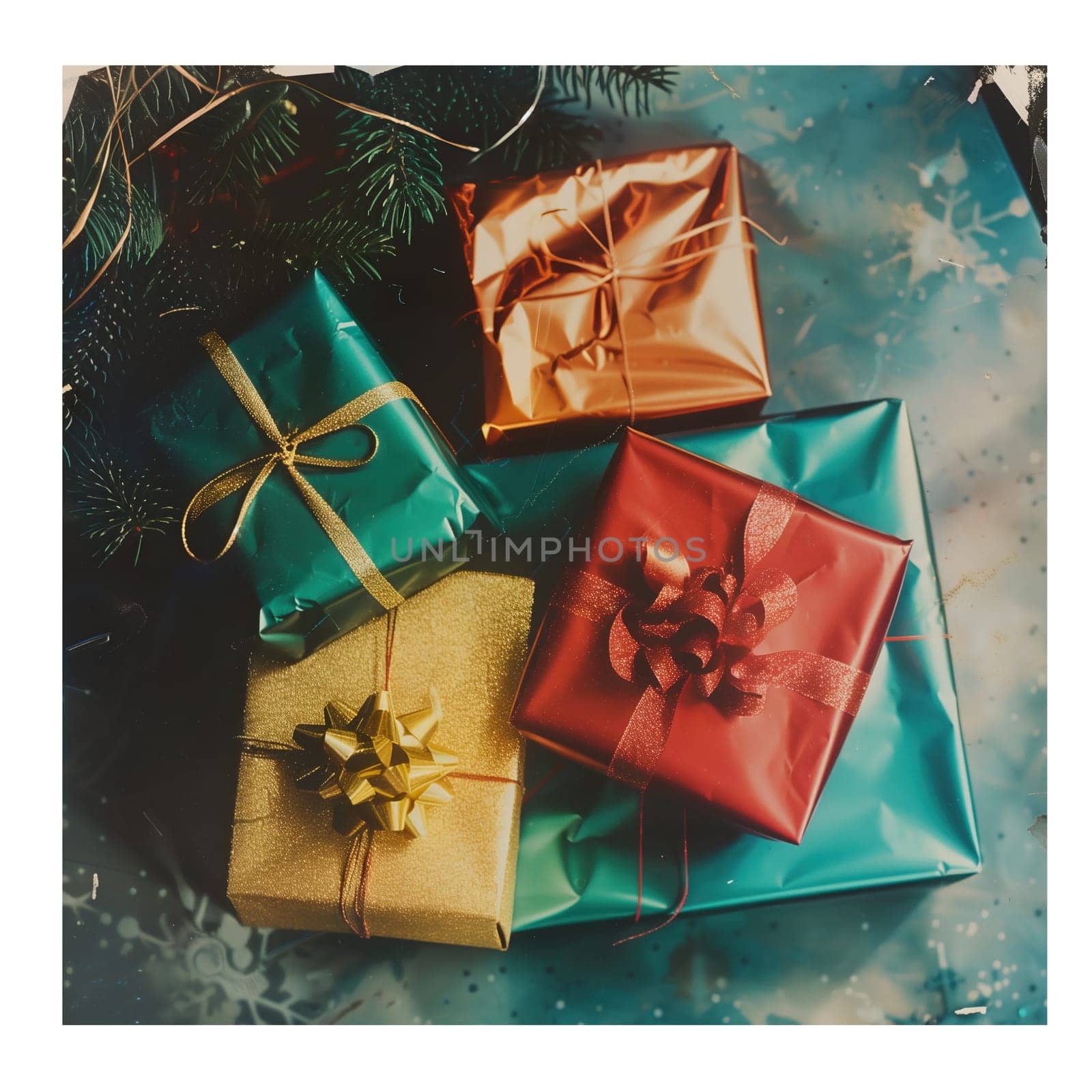 Christmas colorful giftboxes cut out old fashioned photo by Dustick