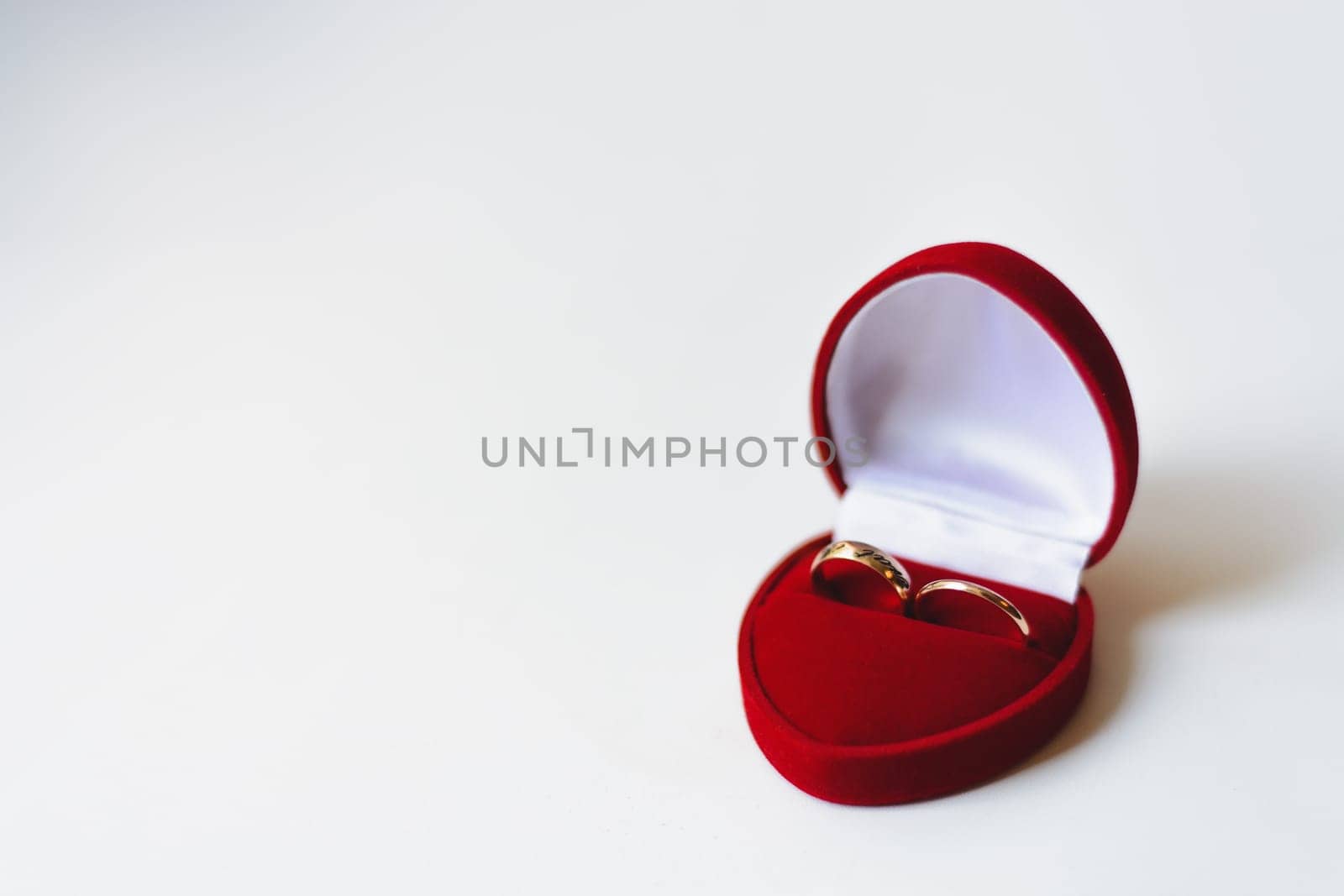 pair of gold wedding rings close-up for a wedding ceremony