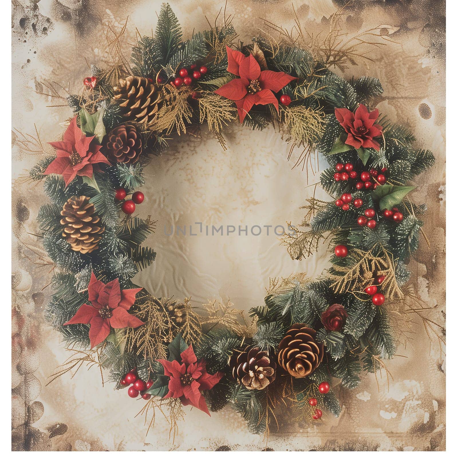 Christmas wreath old fashioned cut out ai generated photo