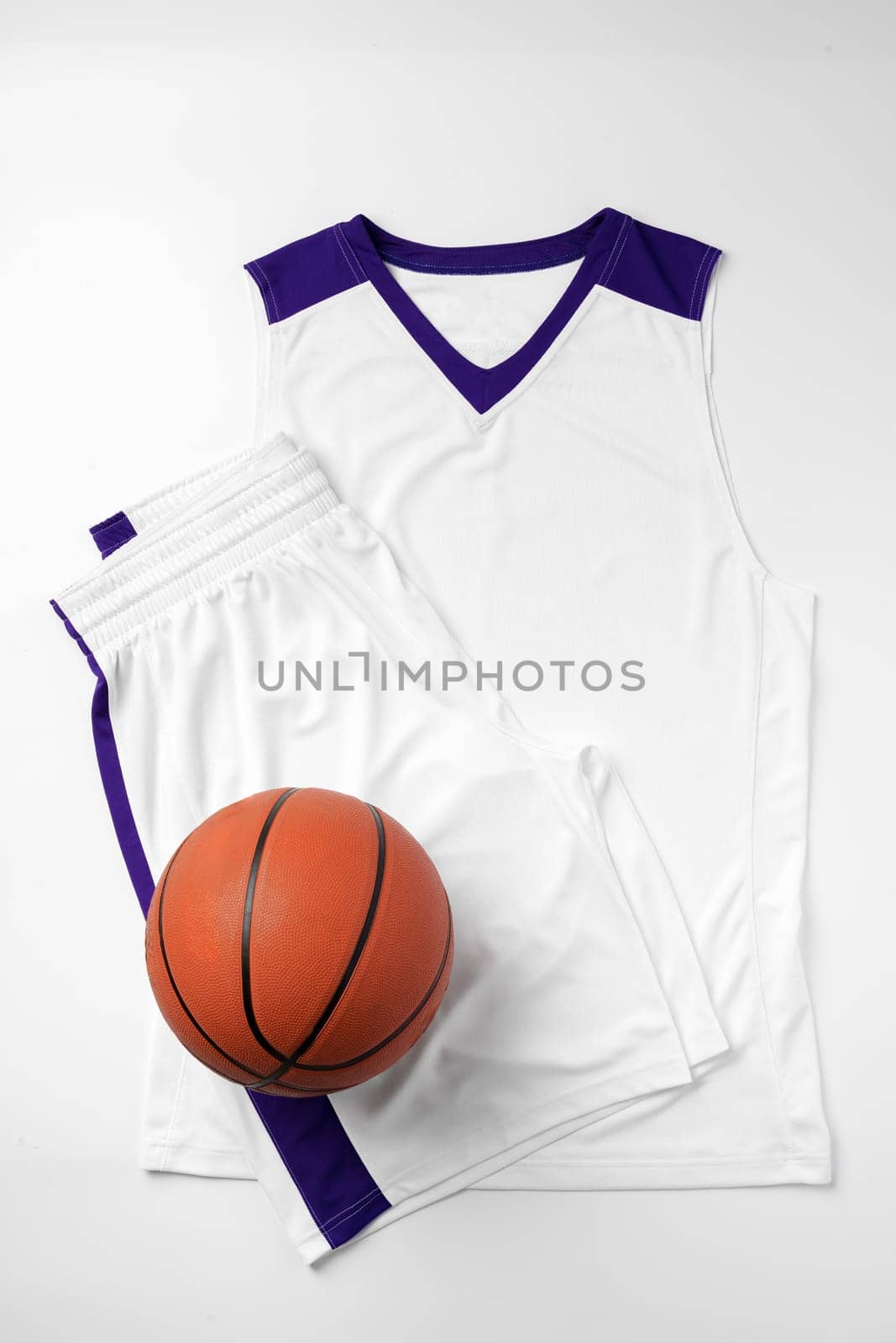 Basketball uniform on white background top view flat lay