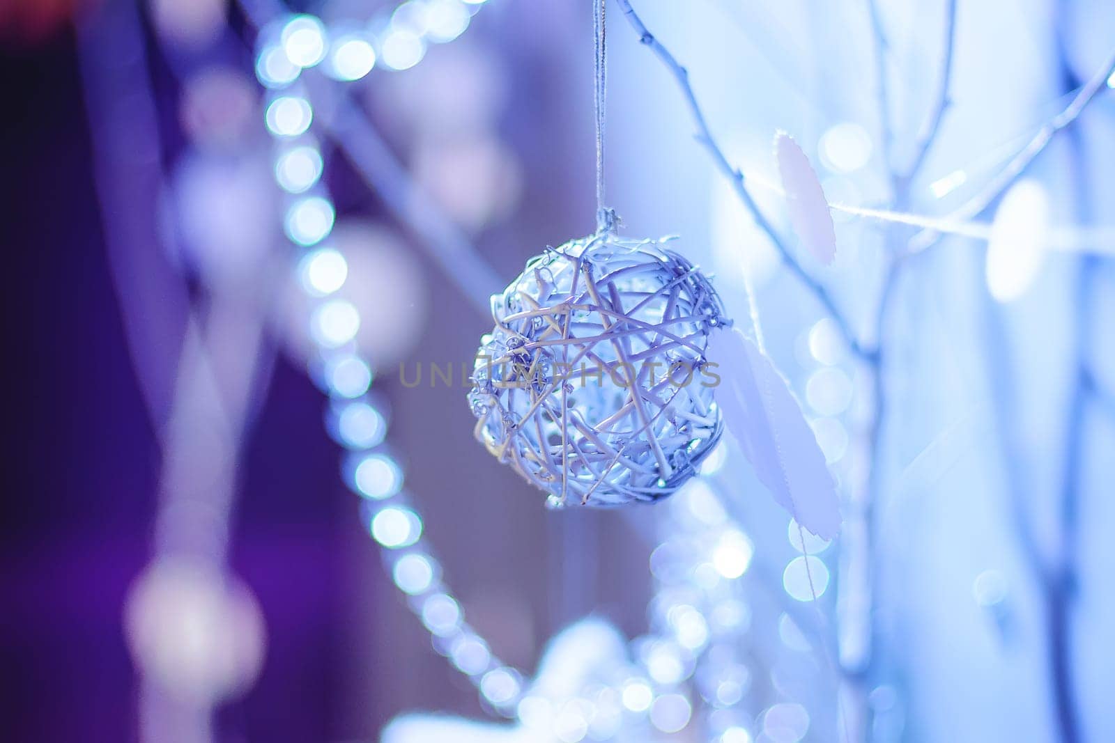 wooden decor decorated for christmas for new year close up