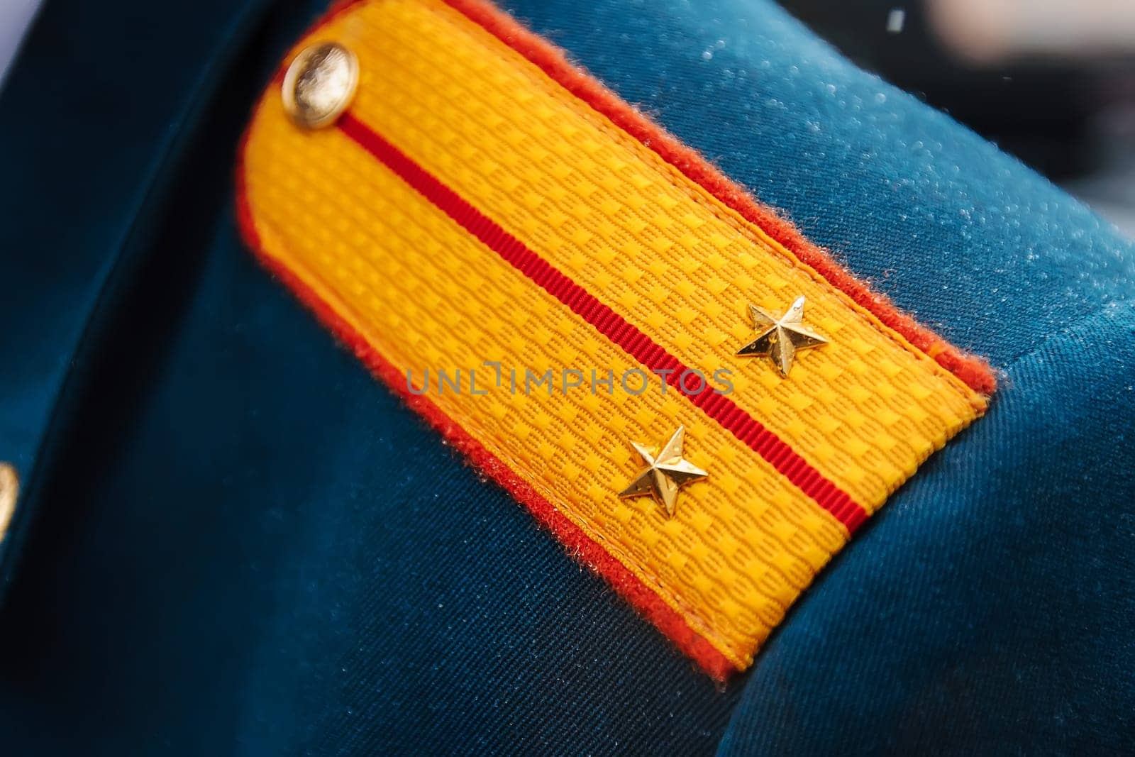 Shoulder straps of Russian military police officers on a form close-up