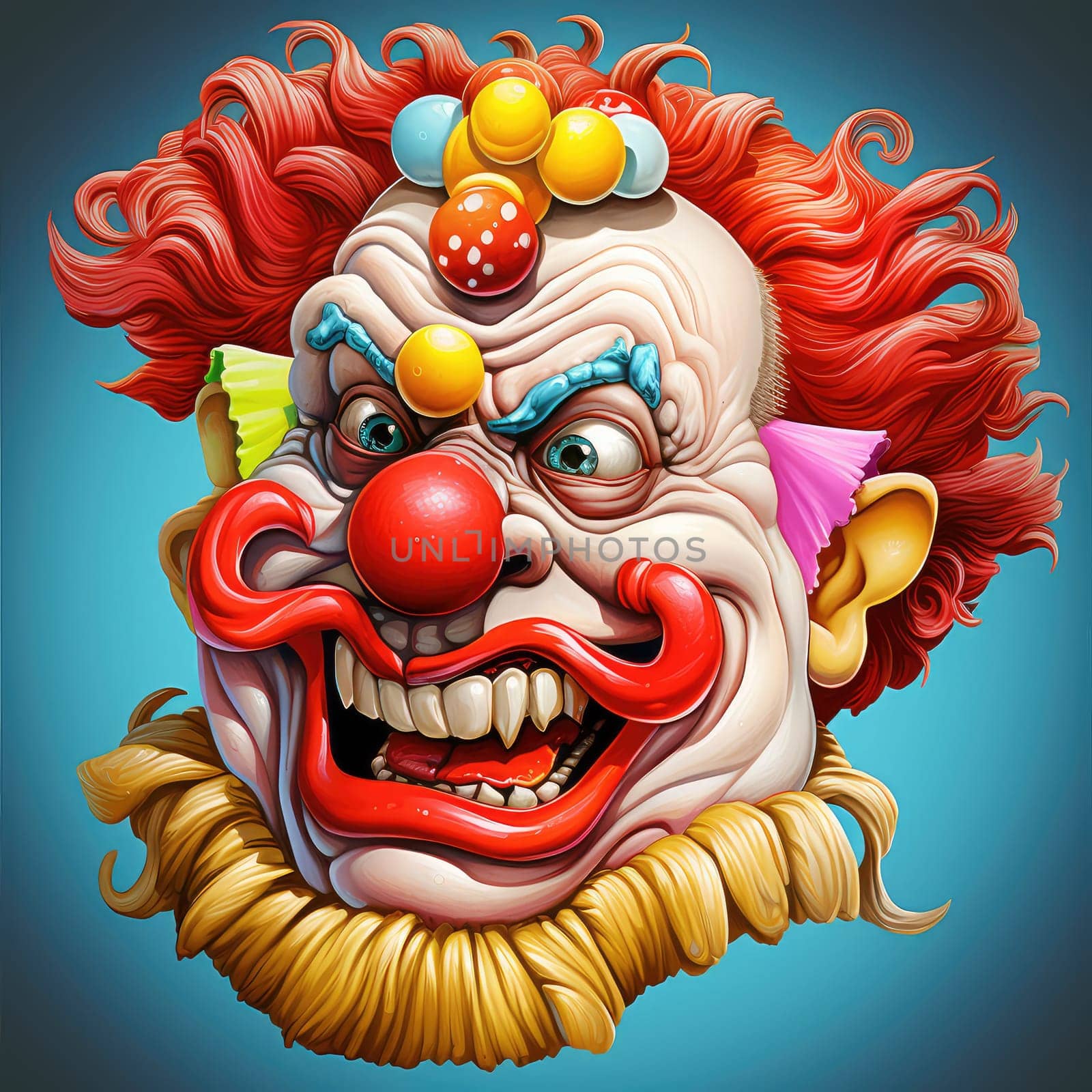 Portrait of clown in psychedelic pop art style by palinchak