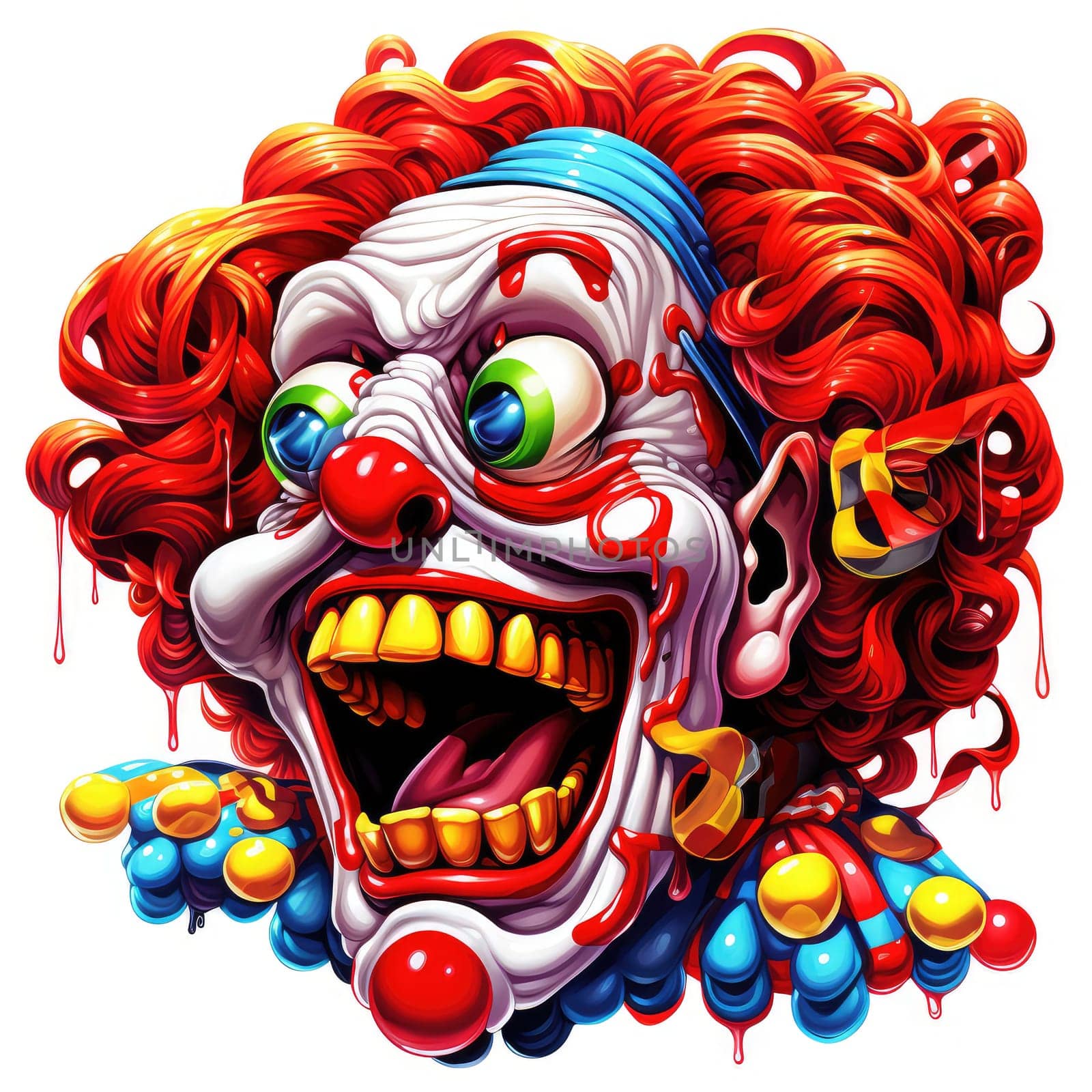 Portrait of clown in psychedelic pop art style by palinchak