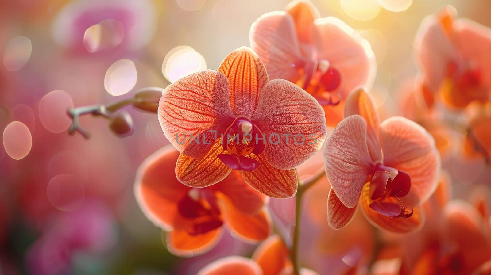 A bunch of orange flowers with a blurry background. The flowers are in full bloom and are the main focus of the image