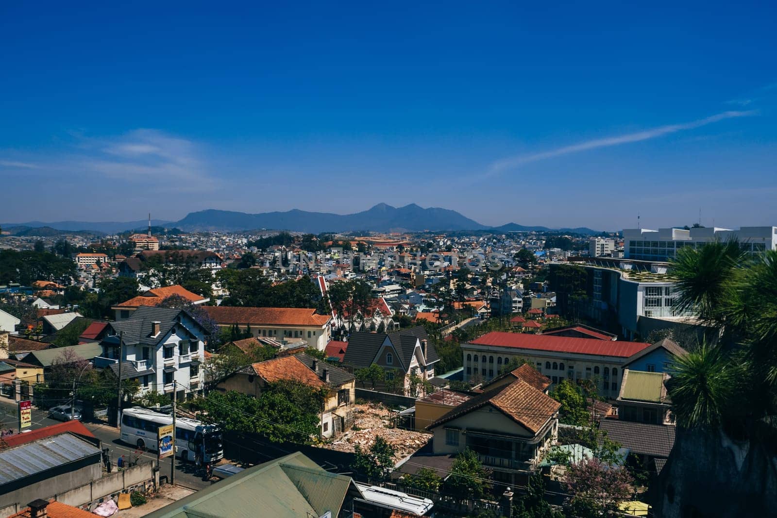 DA LAT, VIETNAM - MARCH 9, 2017: A view of the Dalat city in Vietnam out the Hang Nga Guest House