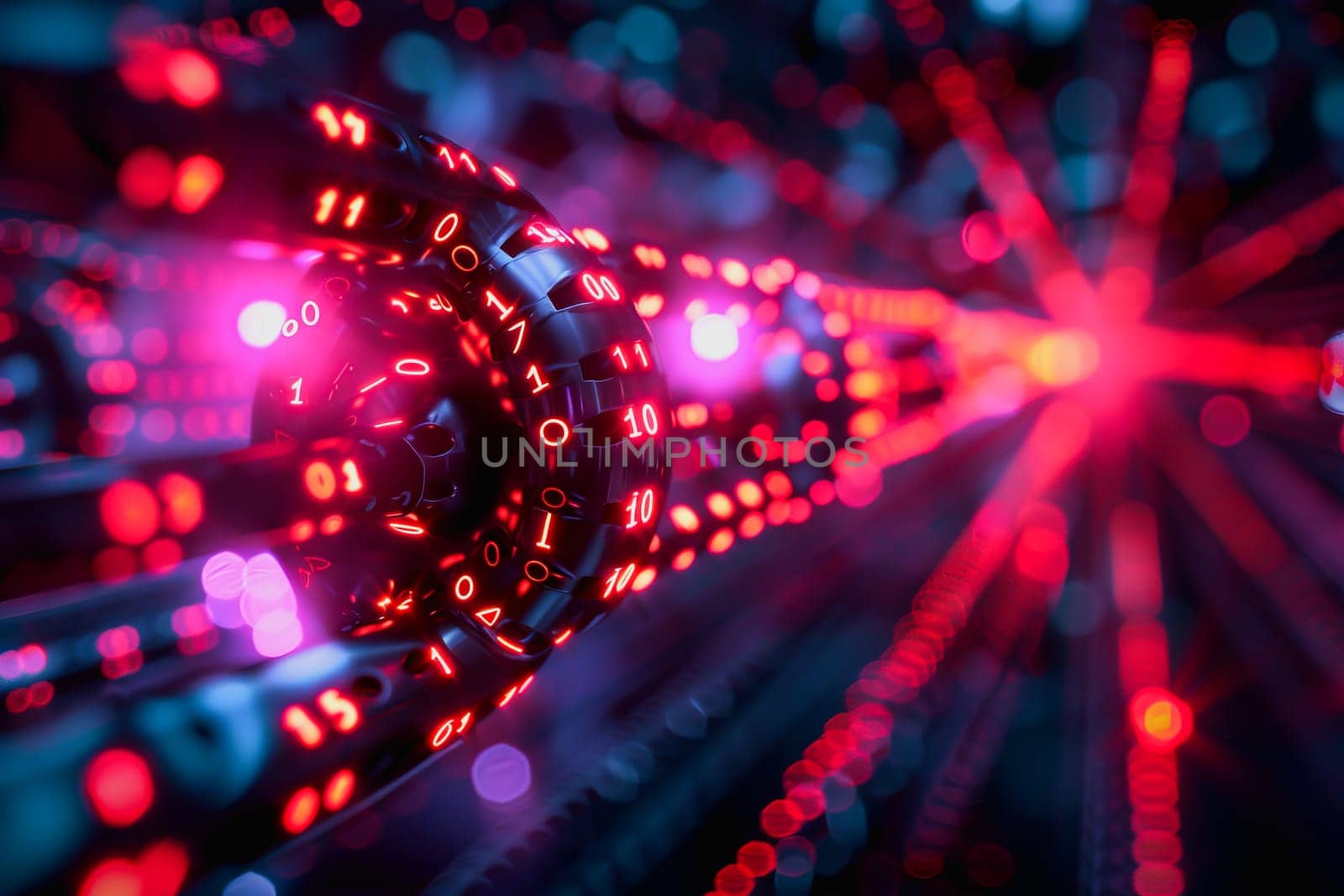 binary numeric data transmission chain of nodes connected in a network form, p2p connection.