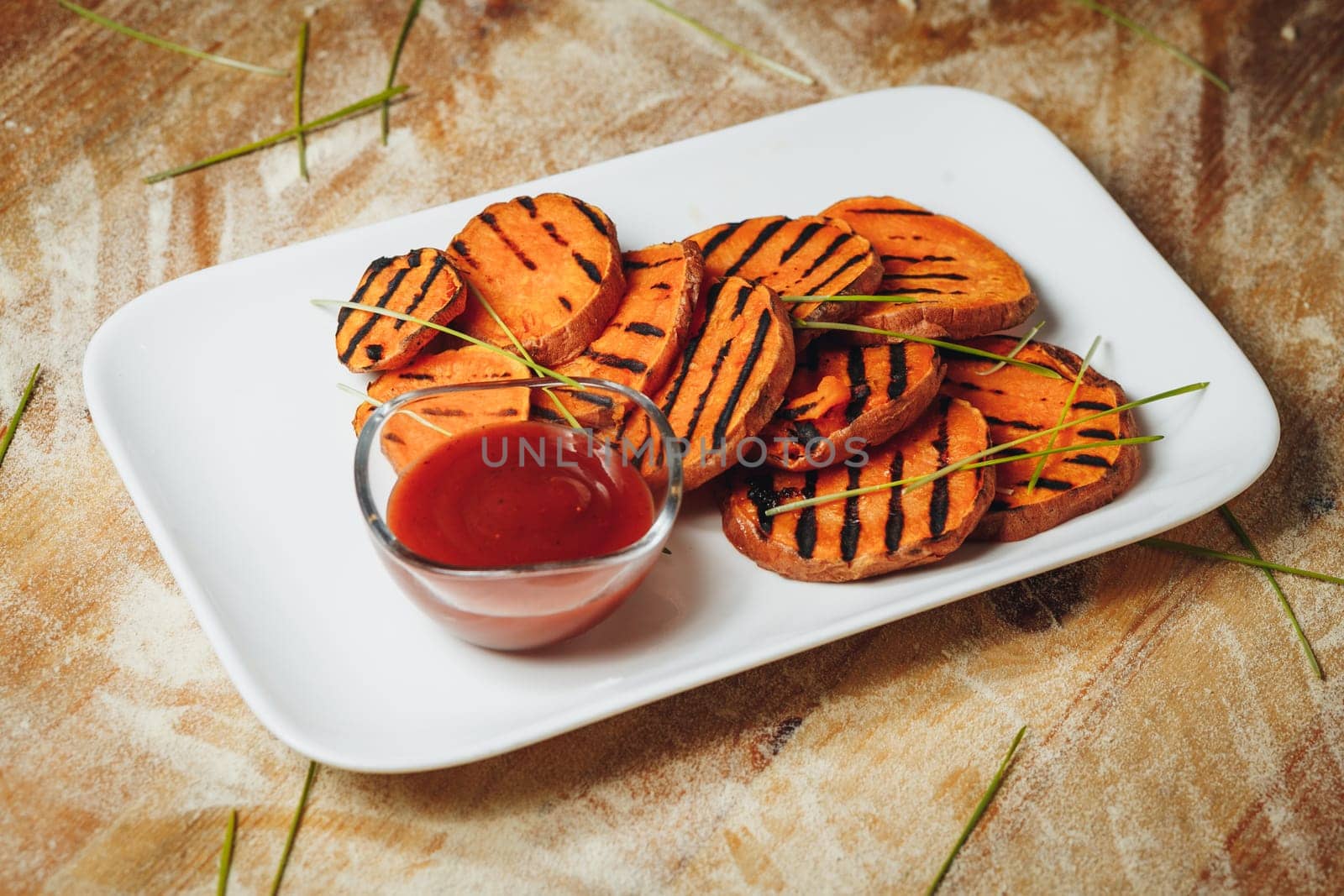 Smoky Grilled Sweet Potato Wedges With Tangy Ketchup by Miron