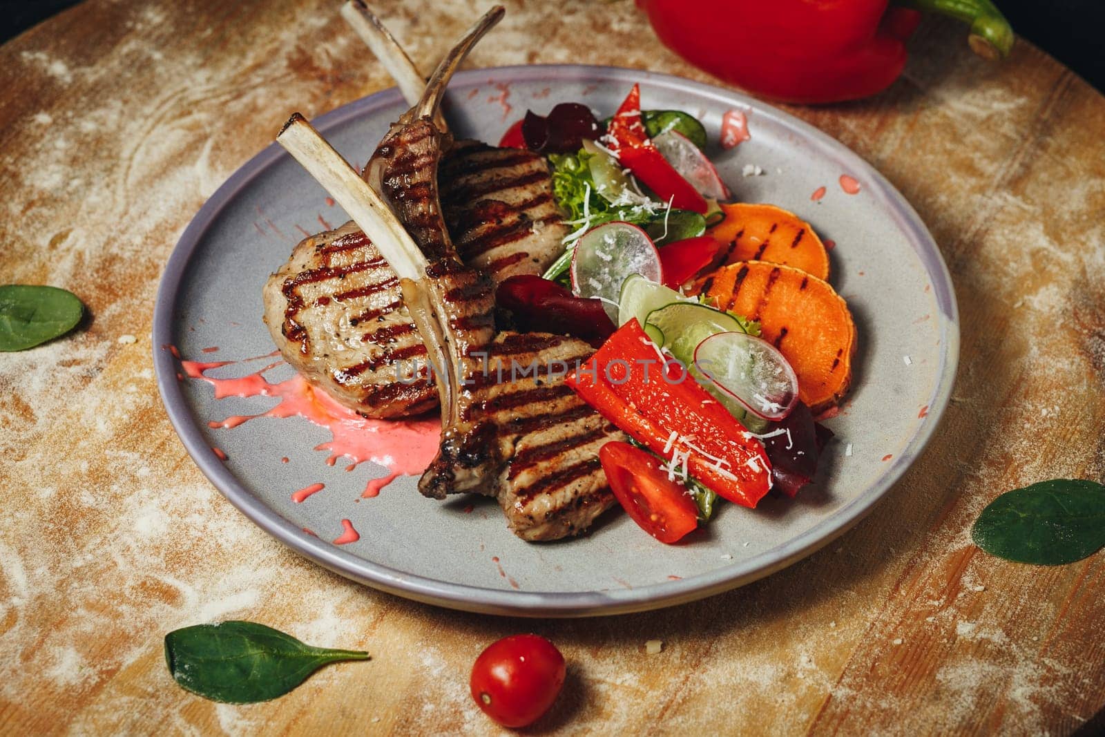 Sizzling Lamb Delight,Succulent grilled lamb chops by Miron