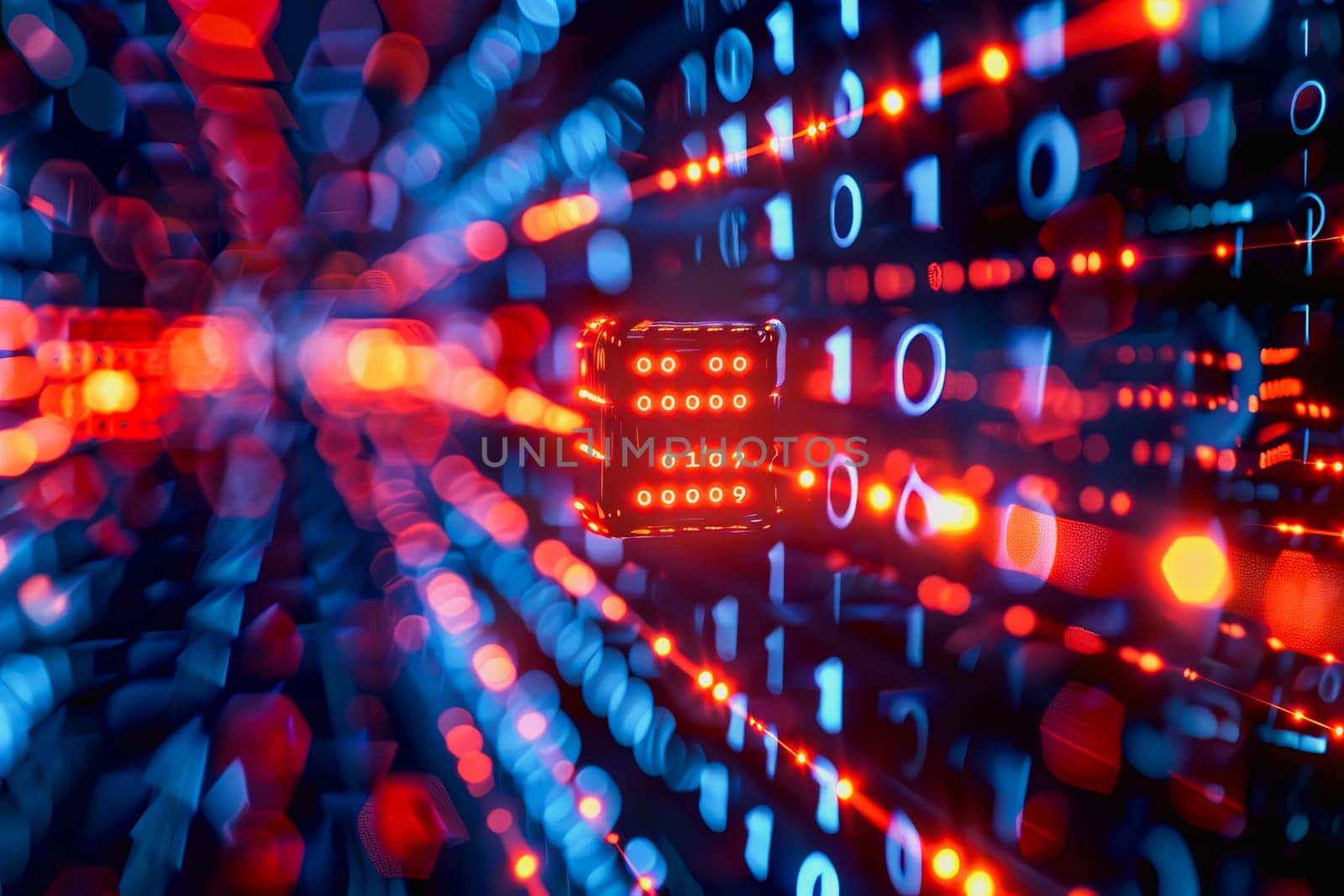 binary numeric data transmission chain of nodes connected in a network form, p2p connection.