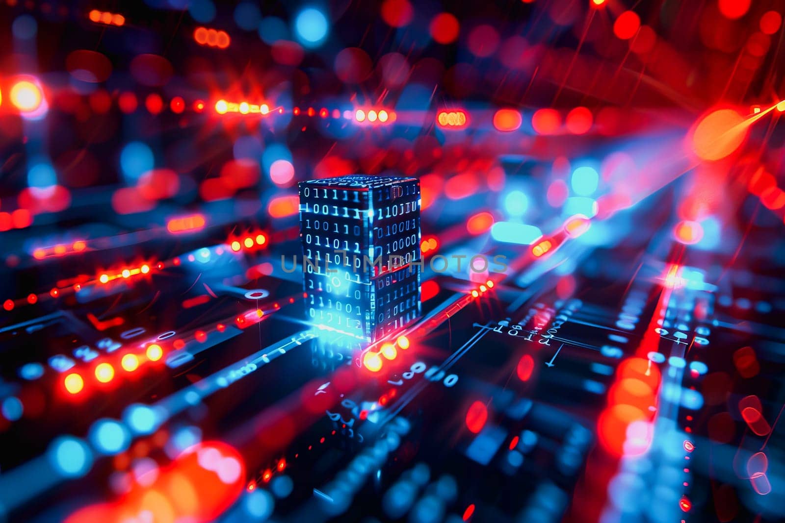 binary numeric data transmission chain of nodes connected in a network form, p2p connection.