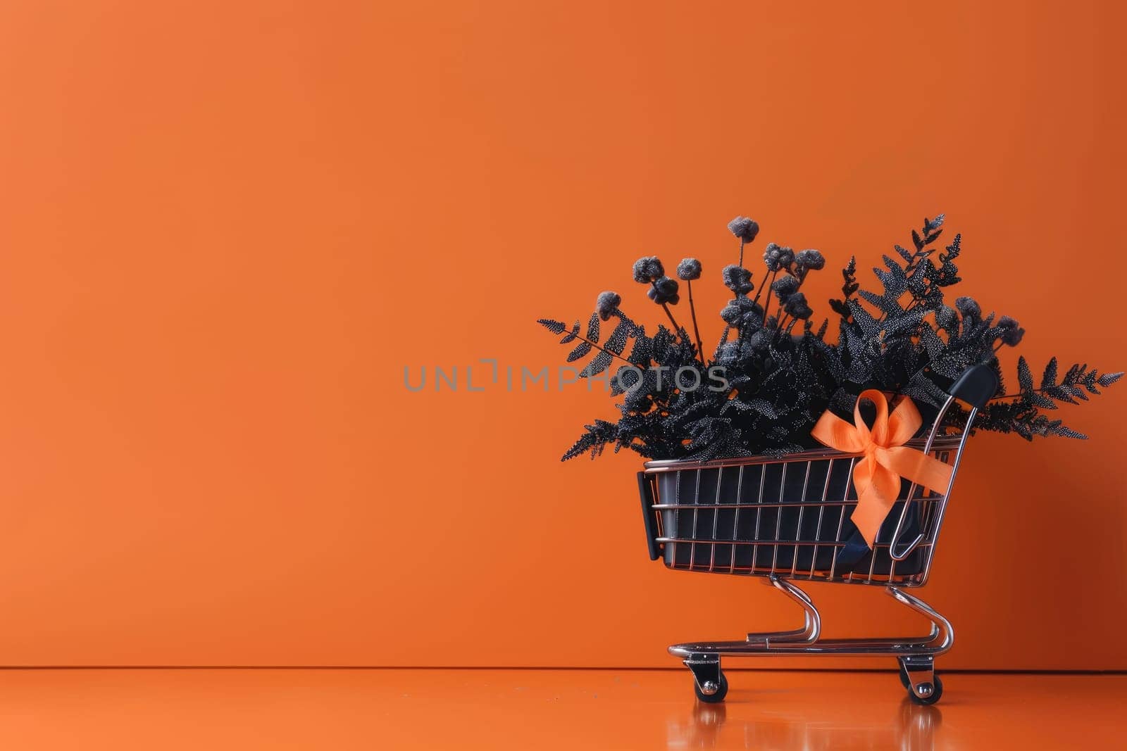 Black friday concept background with shoping cart banner, Orange background