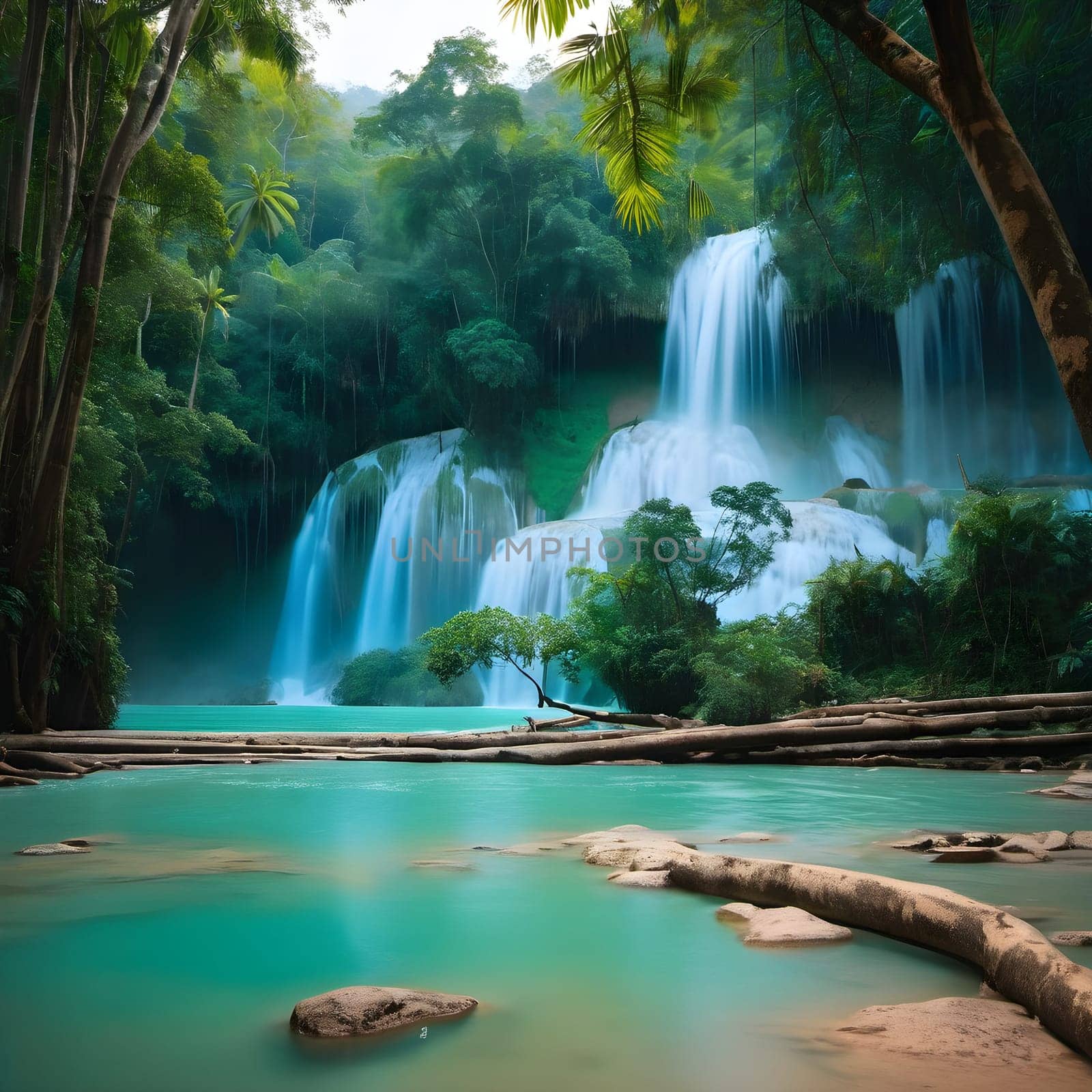 Serenade of Nature: Cascading Waters in the Tropical Rainforest by Petrichor