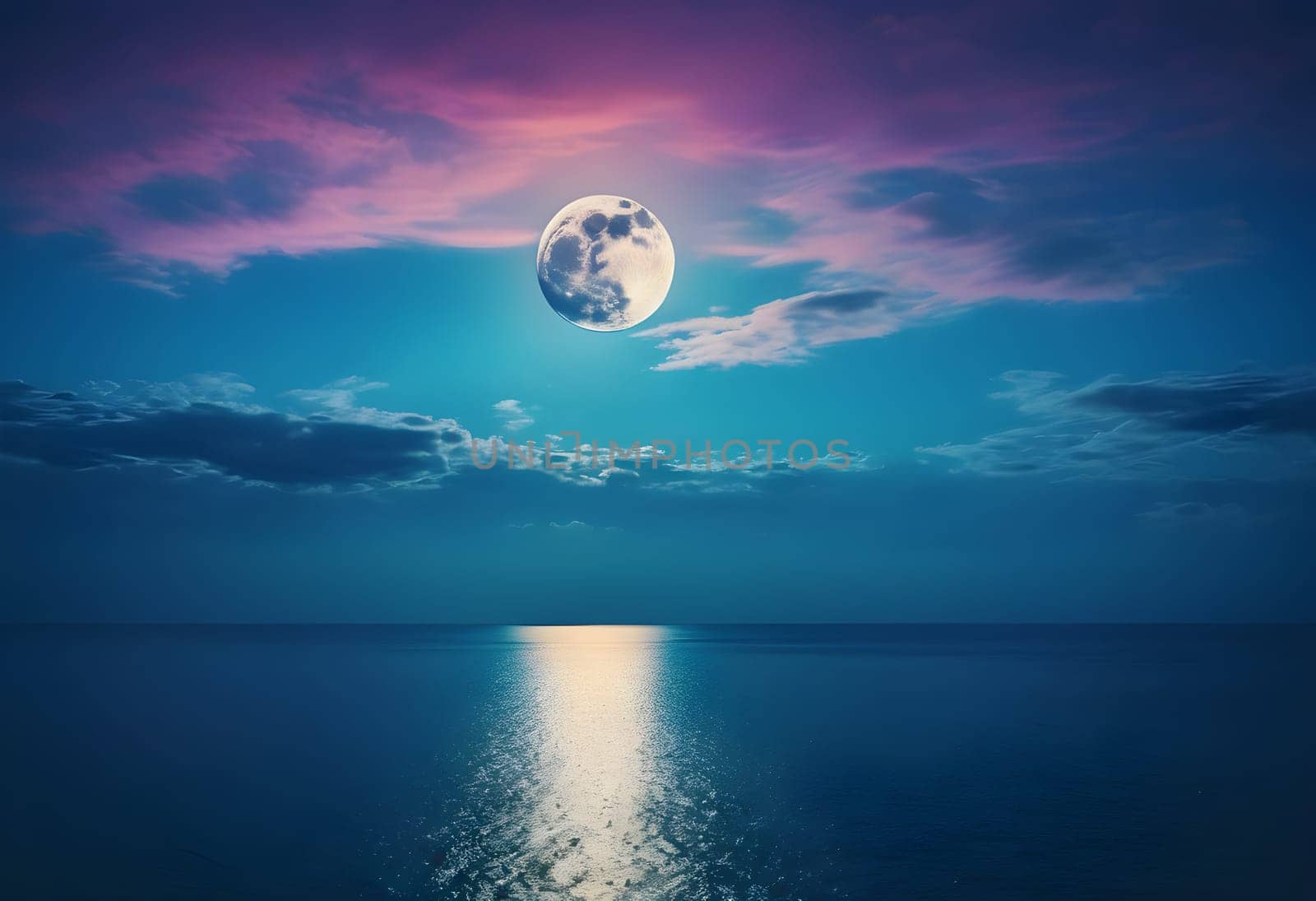 Celestial Panorama: Embracing the Beauty of the Moonlit Seascape by Petrichor