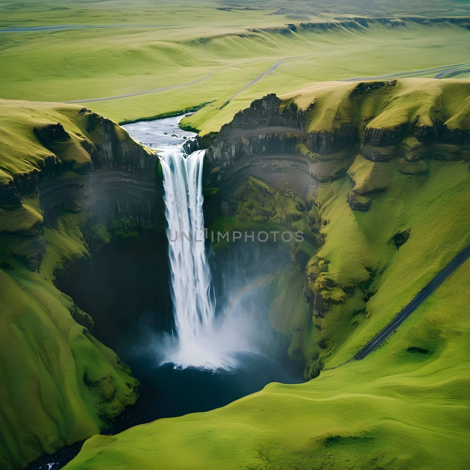 Skogafoss Aerial Marvel: Iceland's Iconic Waterfall from Above