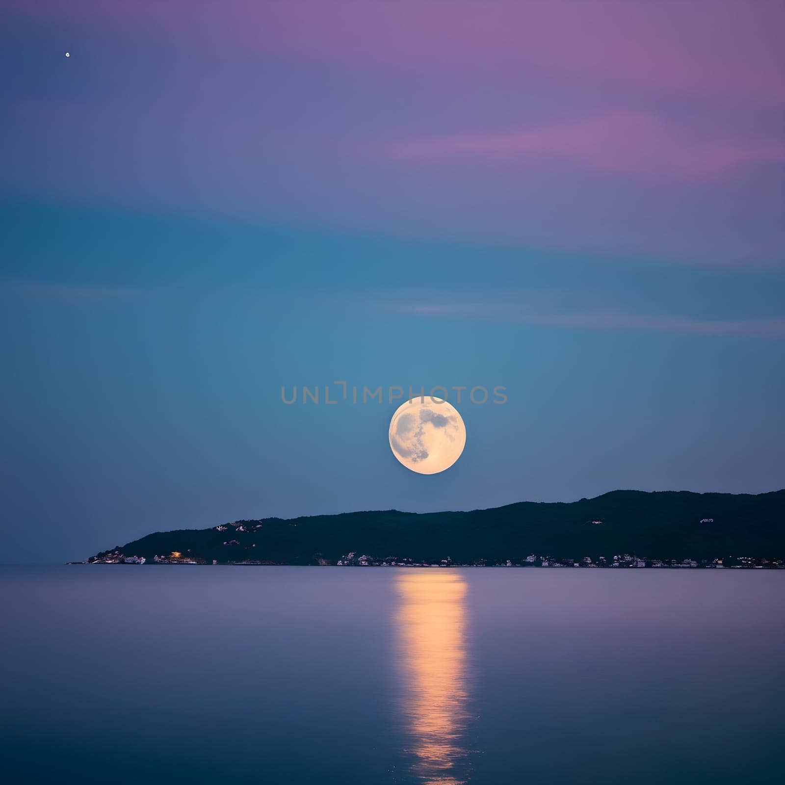 Moonlit Majesty: Exploring the Colorful Night Seascape under the Super Moon