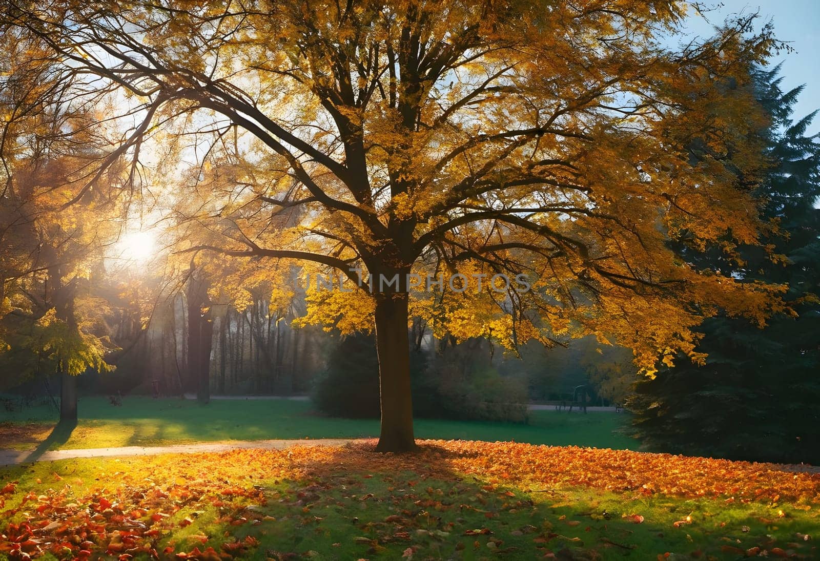 Golden Hour Glow: Embracing Autumn's Beauty in the Park by Petrichor